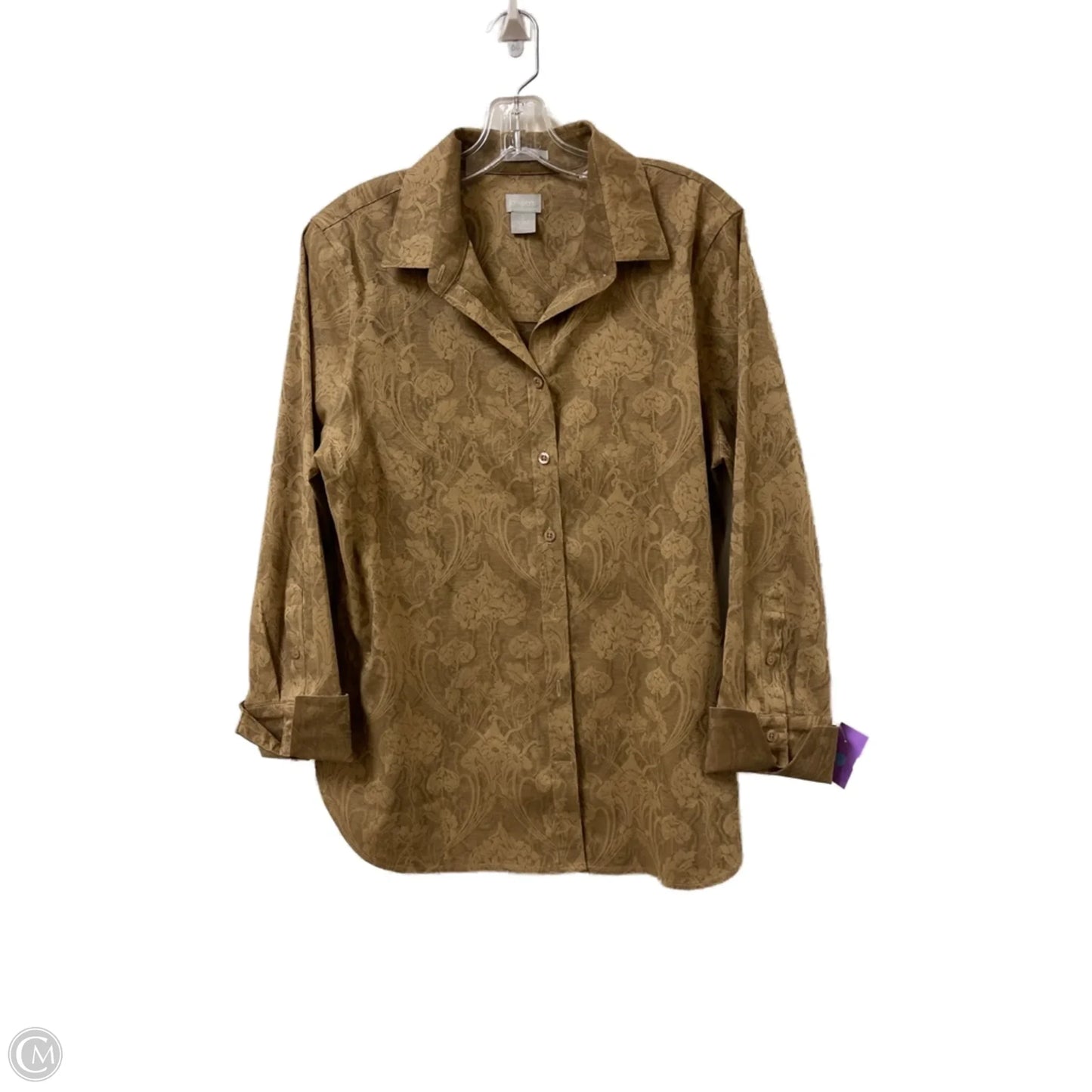 Blouse Long Sleeve By Chicos In Brown, Size: L