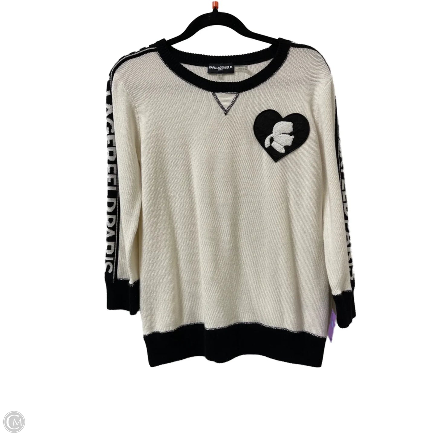 Sweater Designer By Karl Lagerfeld In Black & White, Size: S