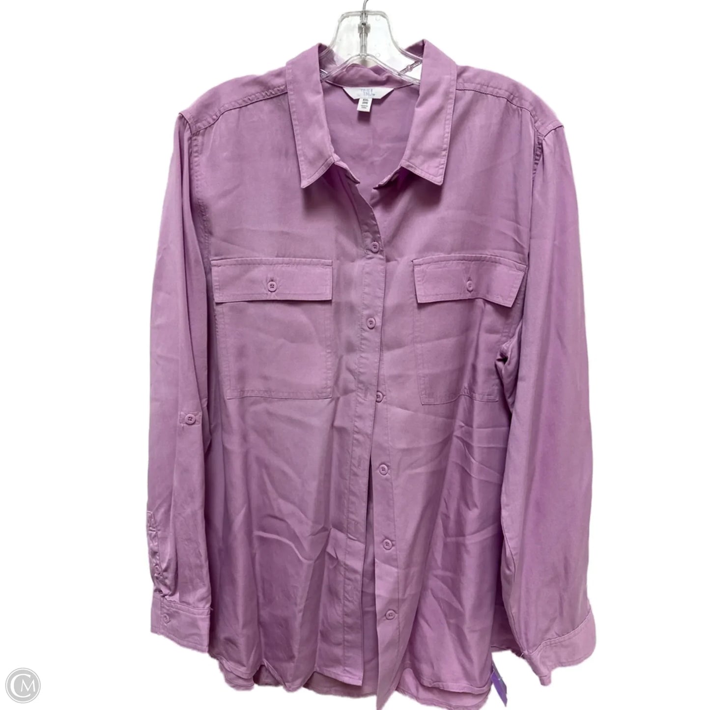 Blouse Long Sleeve By Time And Tru In Purple, Size: 1x