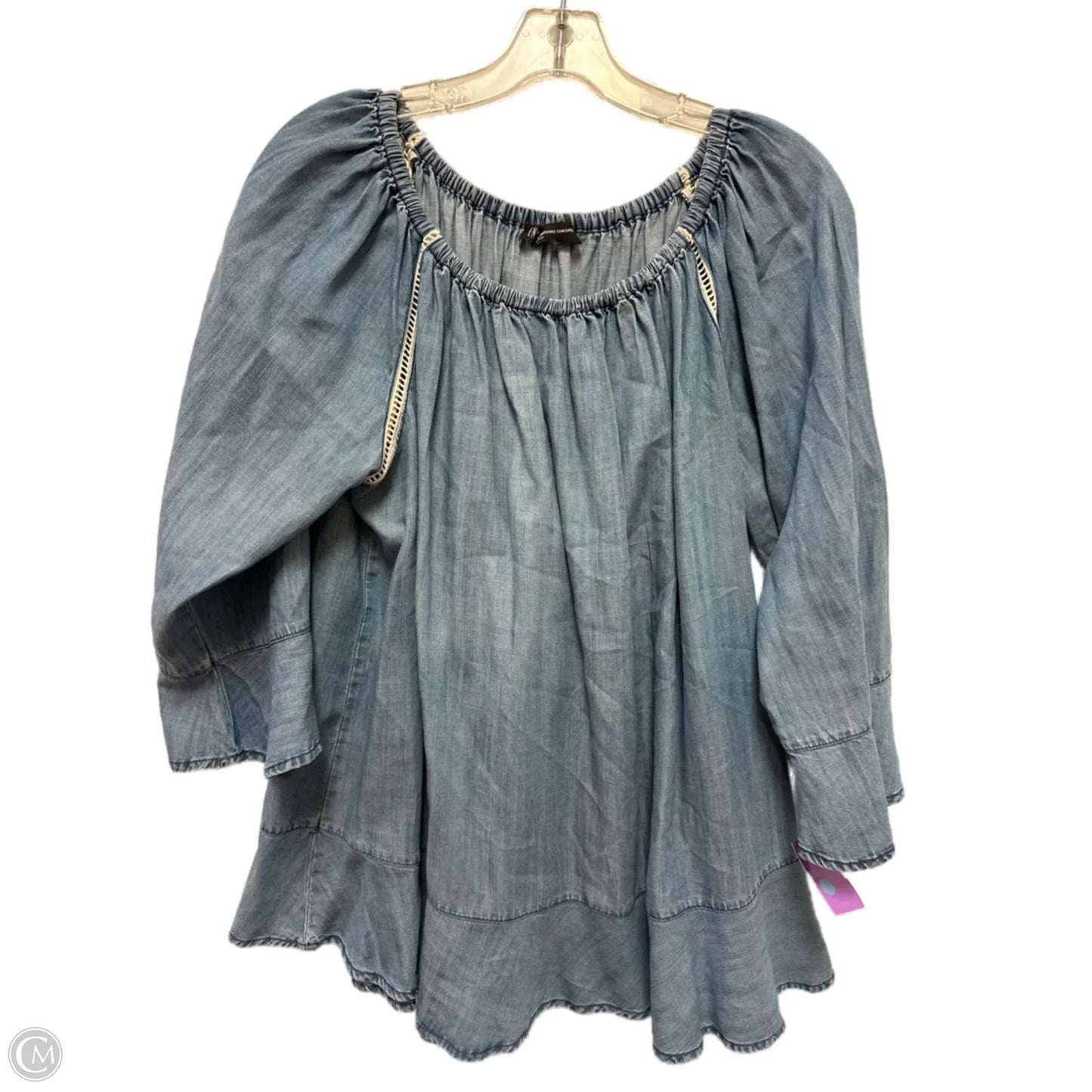 Top Long Sleeve By Inc In Blue, Size: L