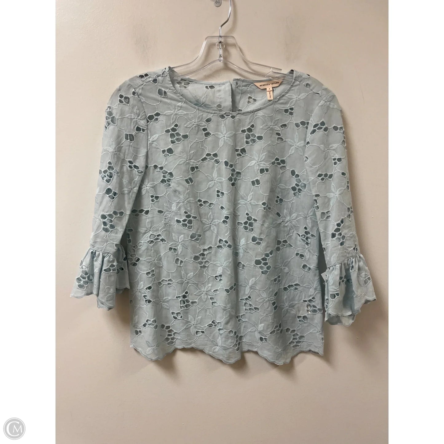 Top Long Sleeve By Rebecca Taylor In Blue, Size: S