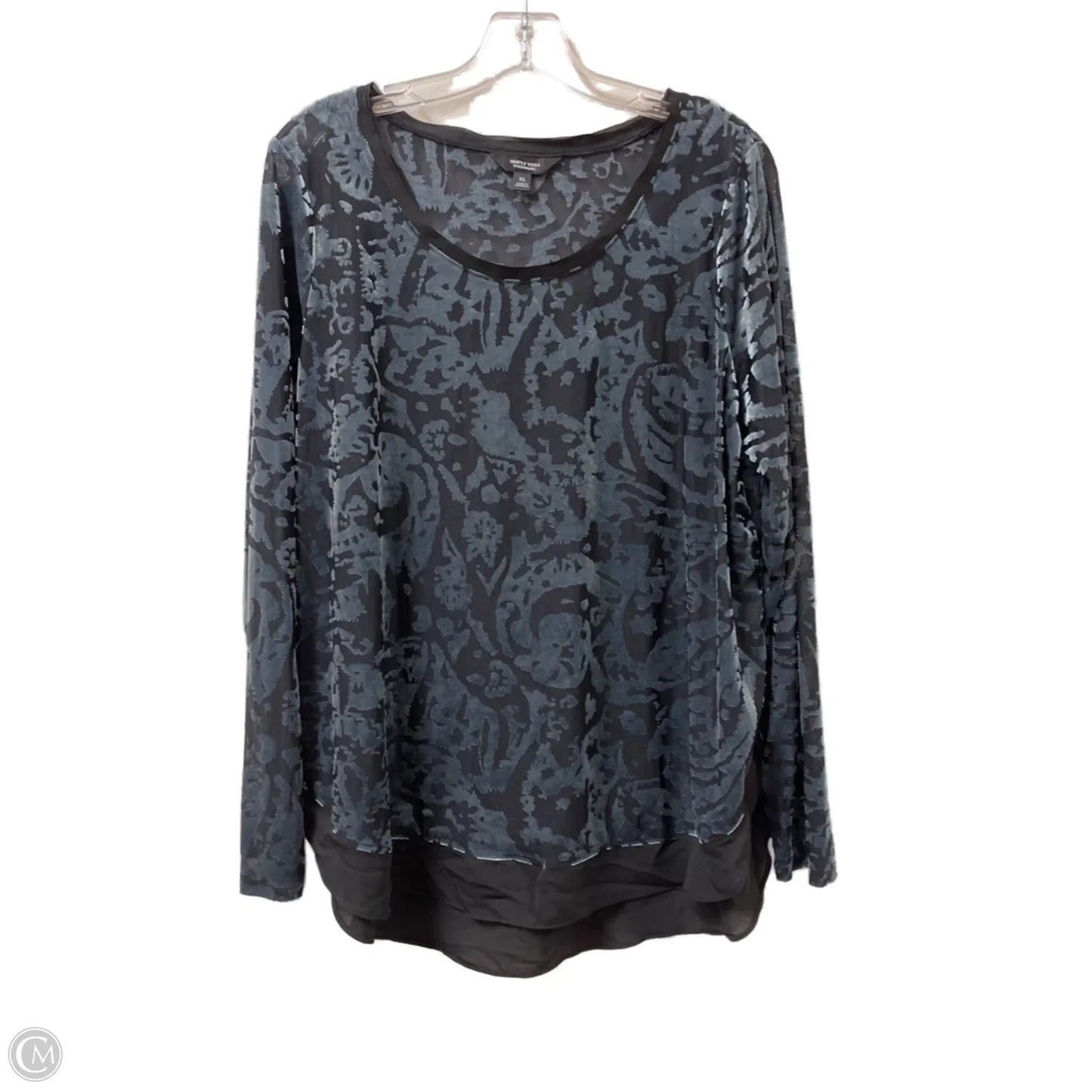 Top Long Sleeve By Simply Vera In Black & Blue, Size: Xl