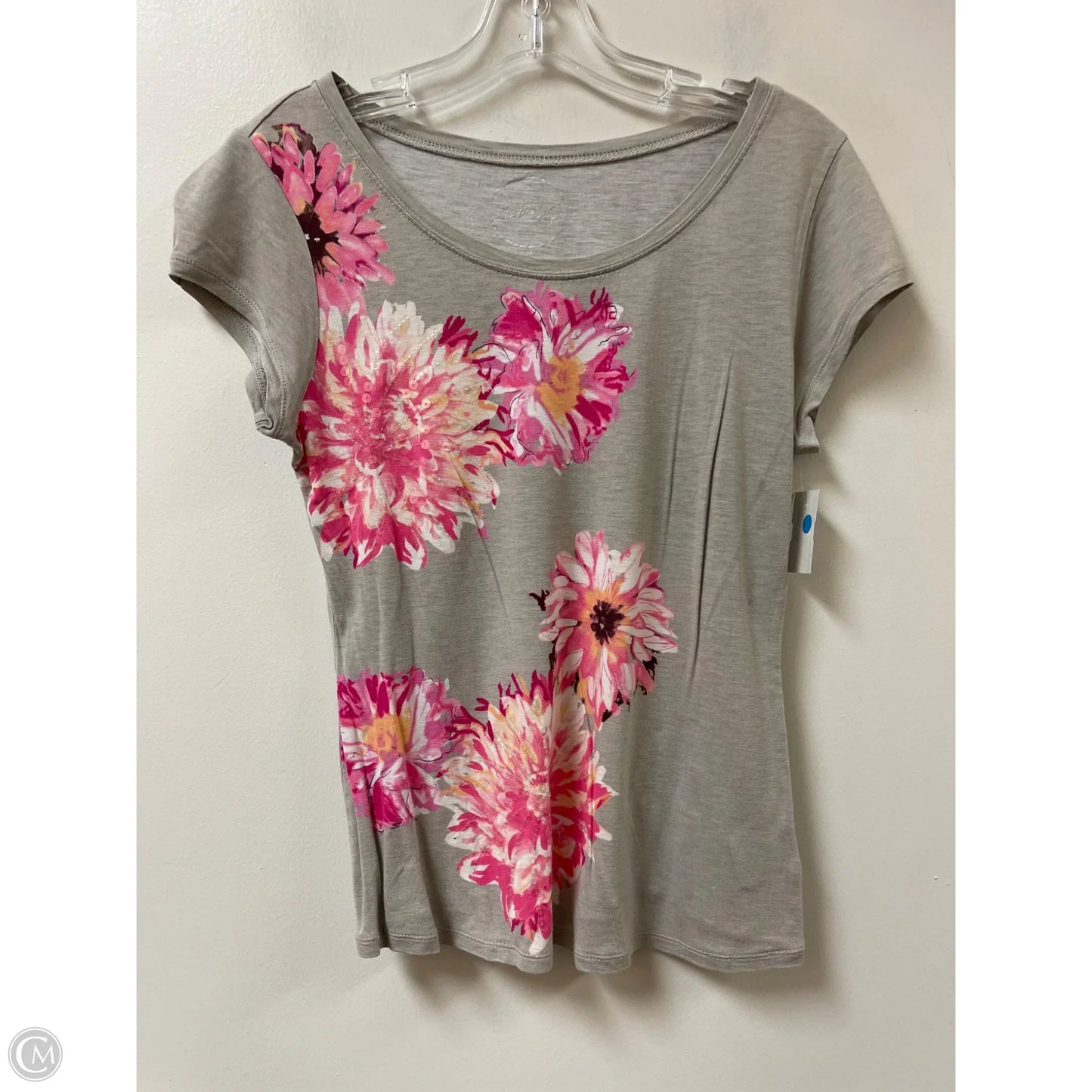 Top Short Sleeve By Inc In Grey & Pink, Size: M