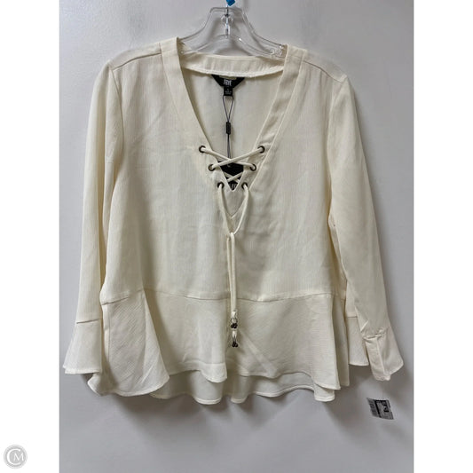 Top Long Sleeve Designer By Frye In Cream, Size: L