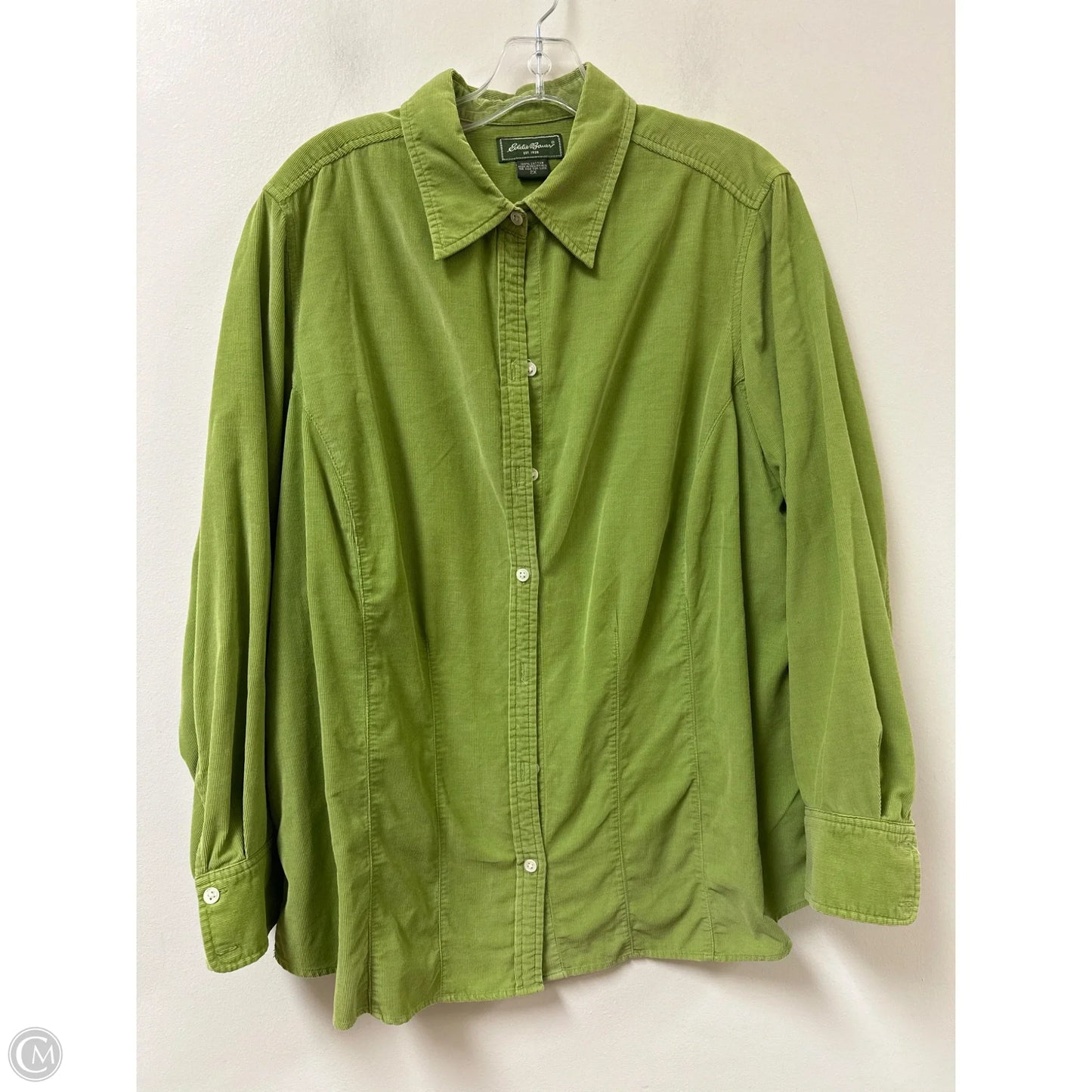 Blouse Long Sleeve By Eddie Bauer In Green, Size: 2x