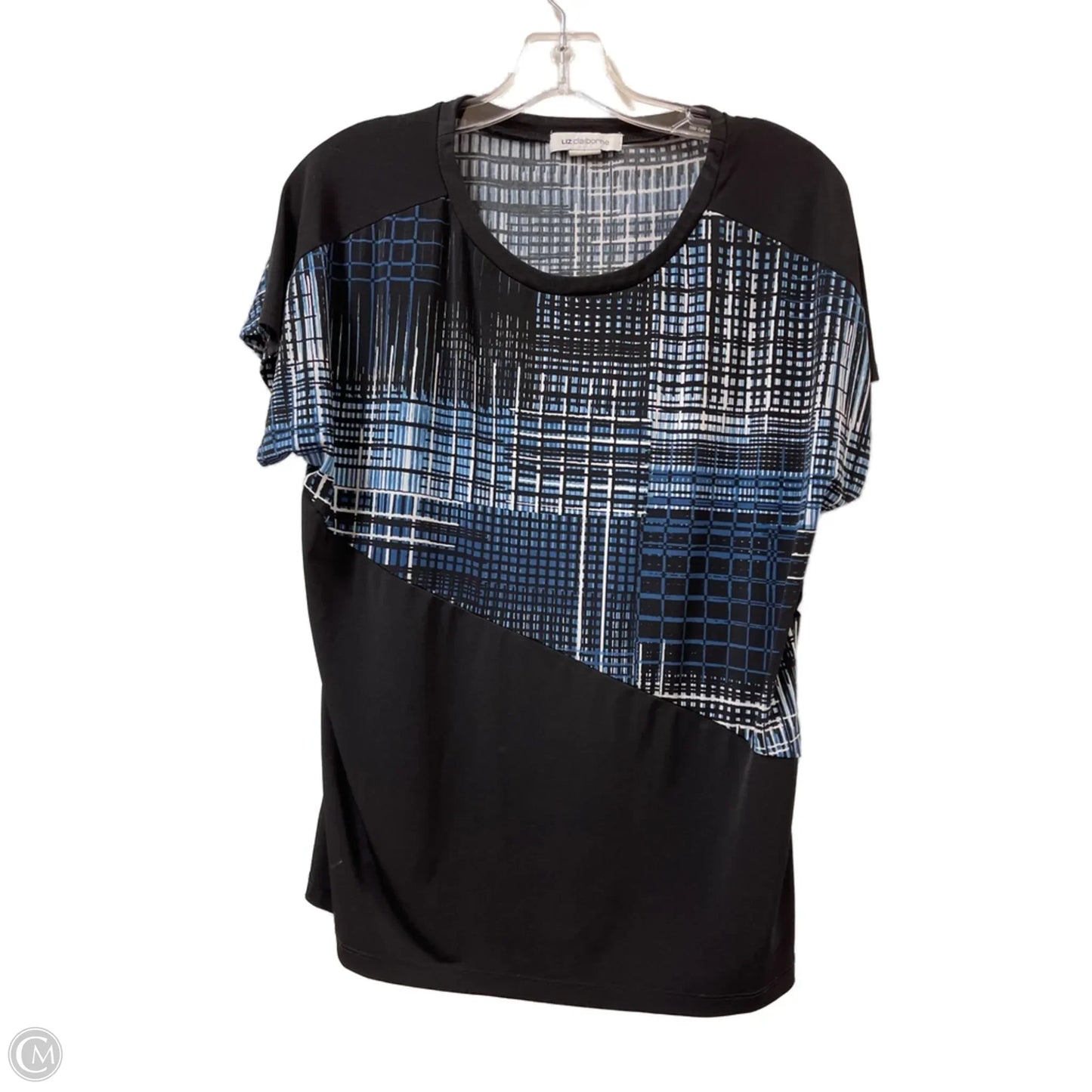 Top Short Sleeve By Liz Claiborne In Black & Blue, Size: M