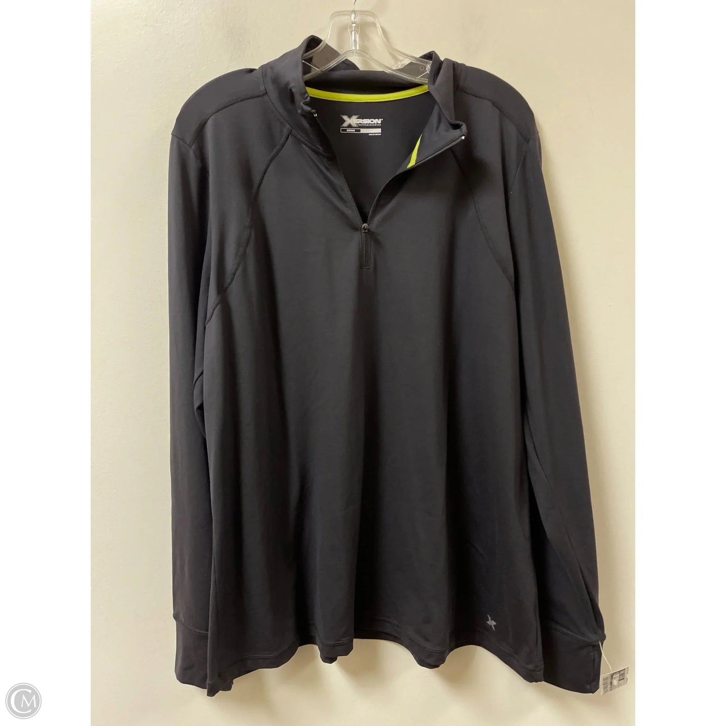 Athletic Top Long Sleeve Collar By Xersion In Black, Size: 1x