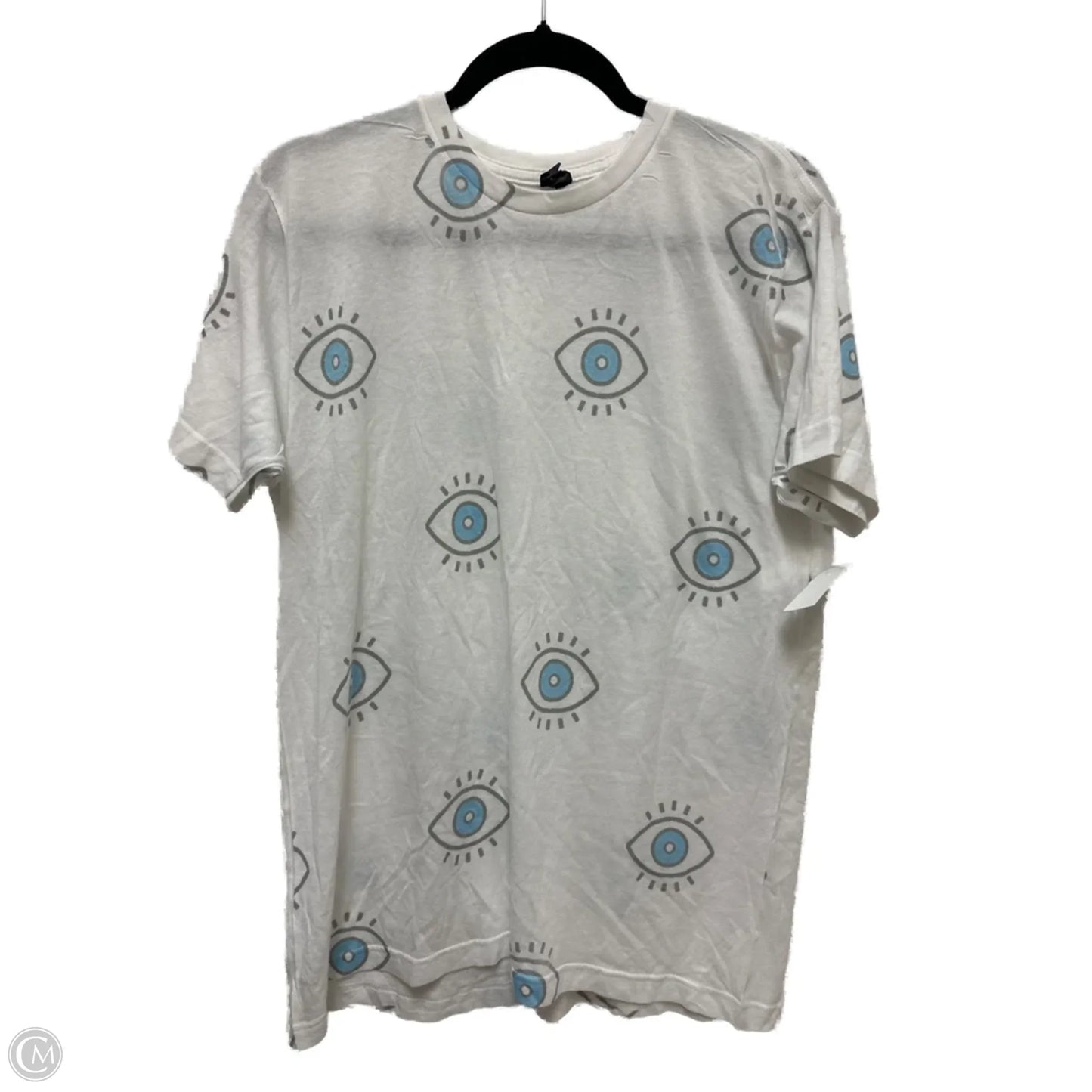 Top Short Sleeve By Clothes Mentor In Blue & White, Size: L