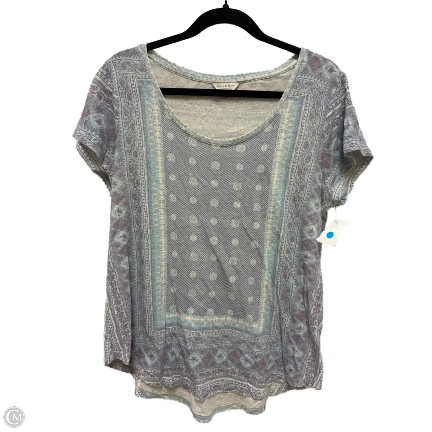 Top Short Sleeve By Lucky Brand In Blue & Purple, Size: L