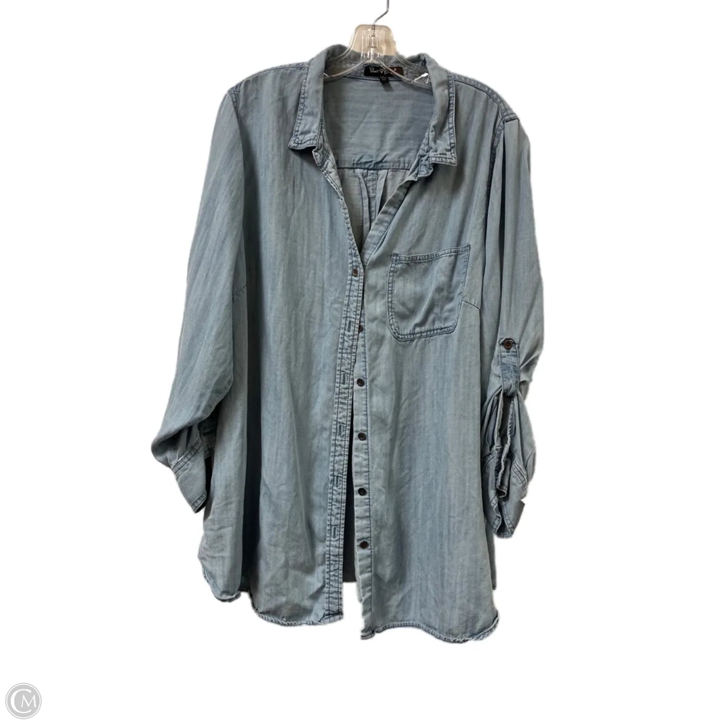 Blouse Long Sleeve By Velvet Heart In Blue, Size: 2x