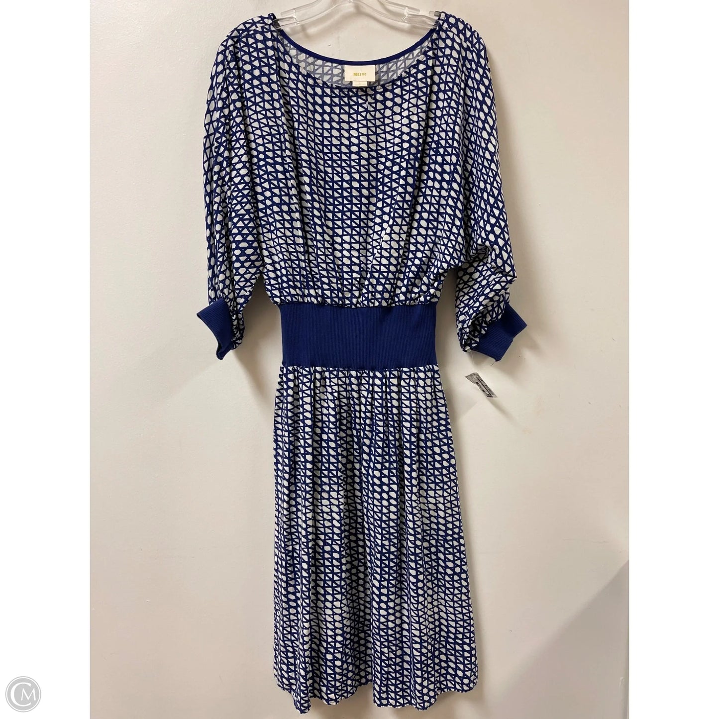 Dress Casual Midi By Maeve In Blue & White, Size: S