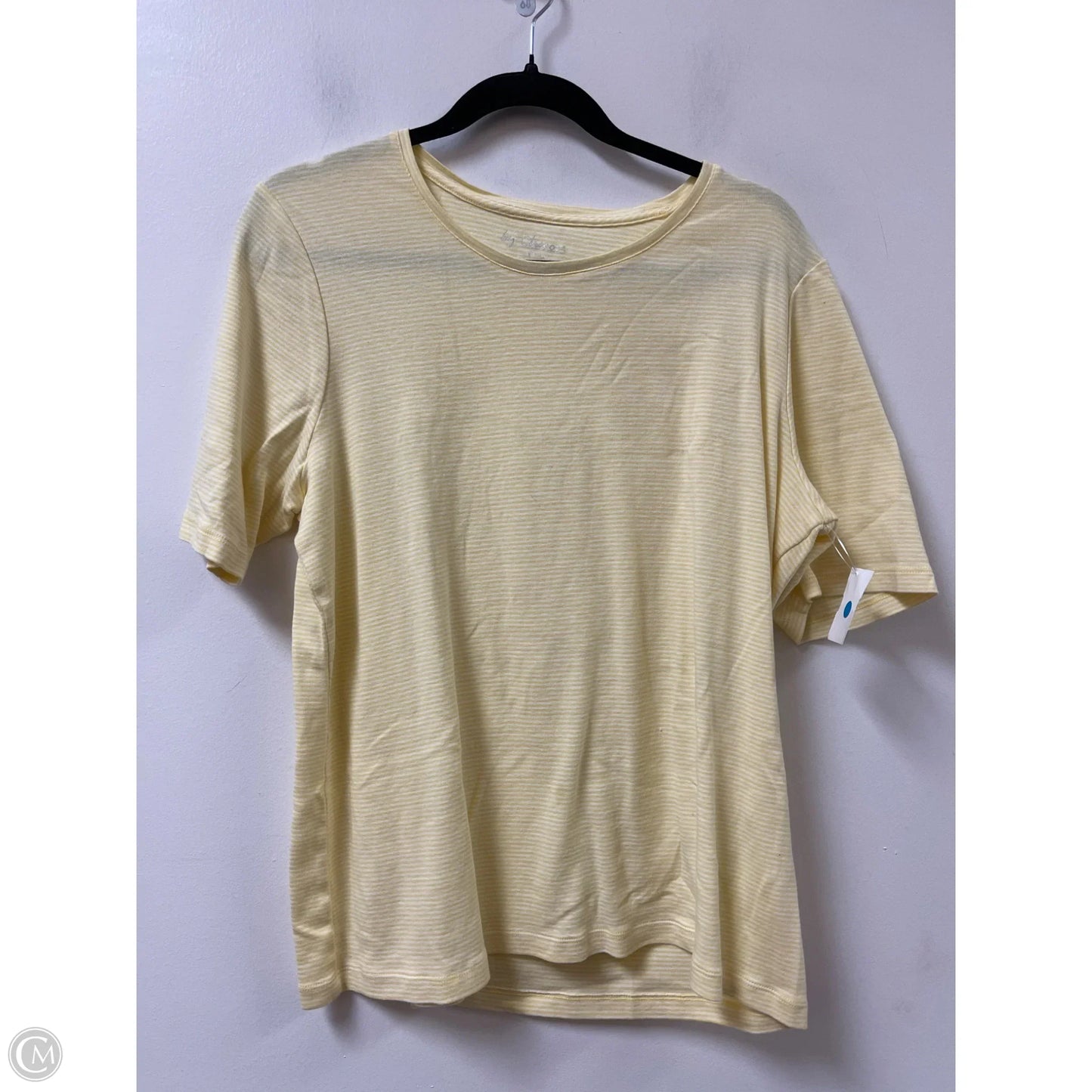 Top Short Sleeve By Chicos In White & Yellow, Size: Xl