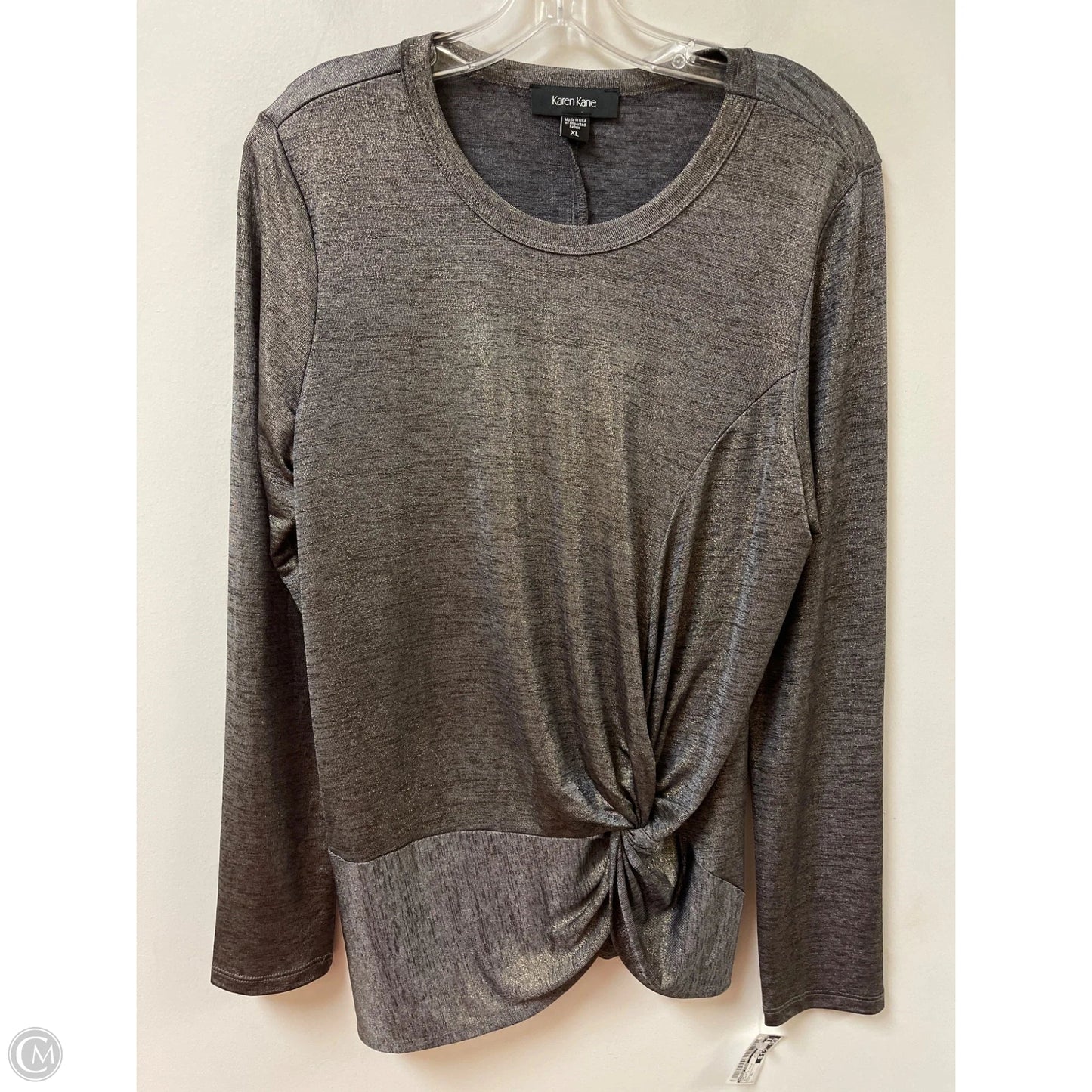 Top Long Sleeve By Karen Kane In Black & Gold, Size: Xl