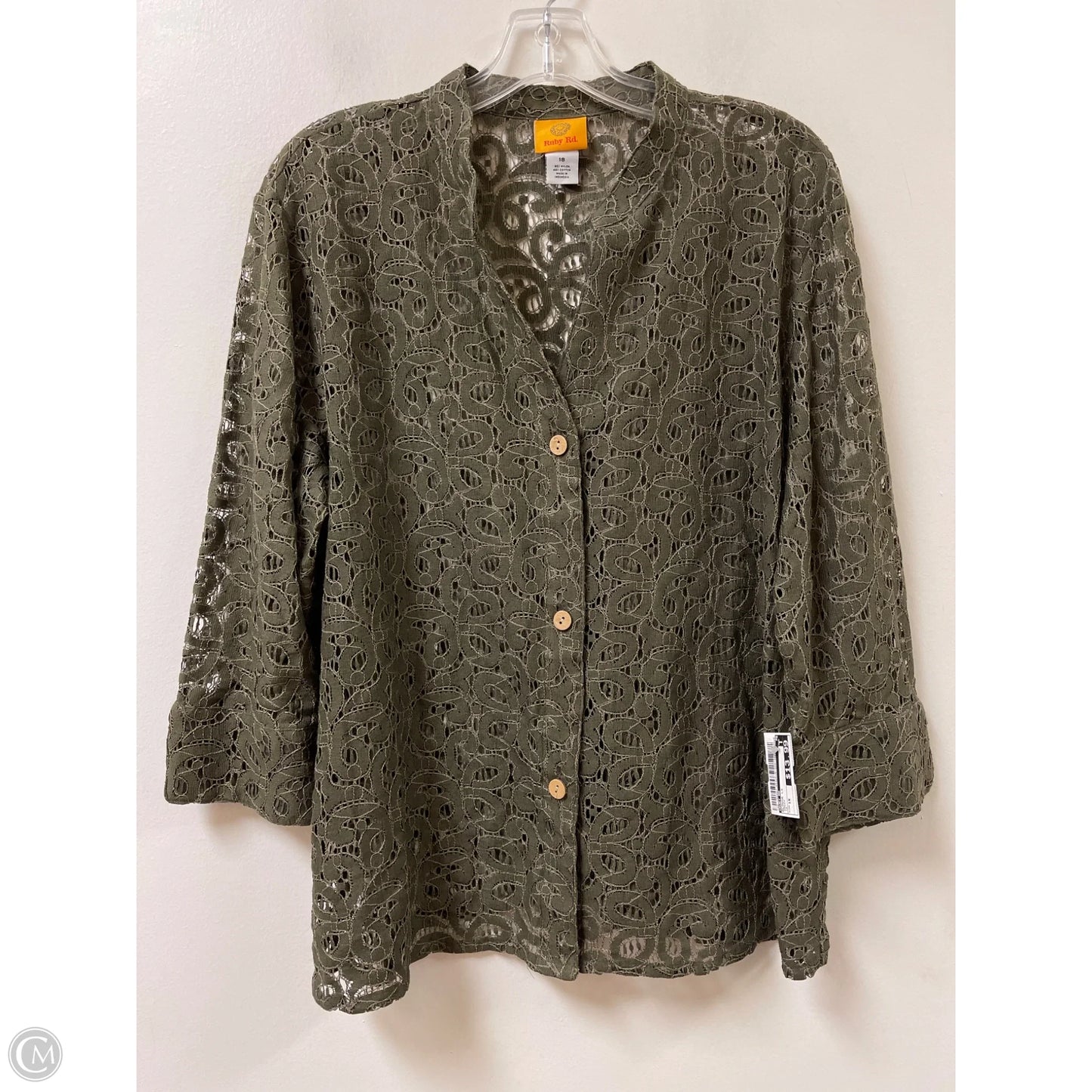 Blouse Long Sleeve By Ruby Rd In Green, Size: 1x