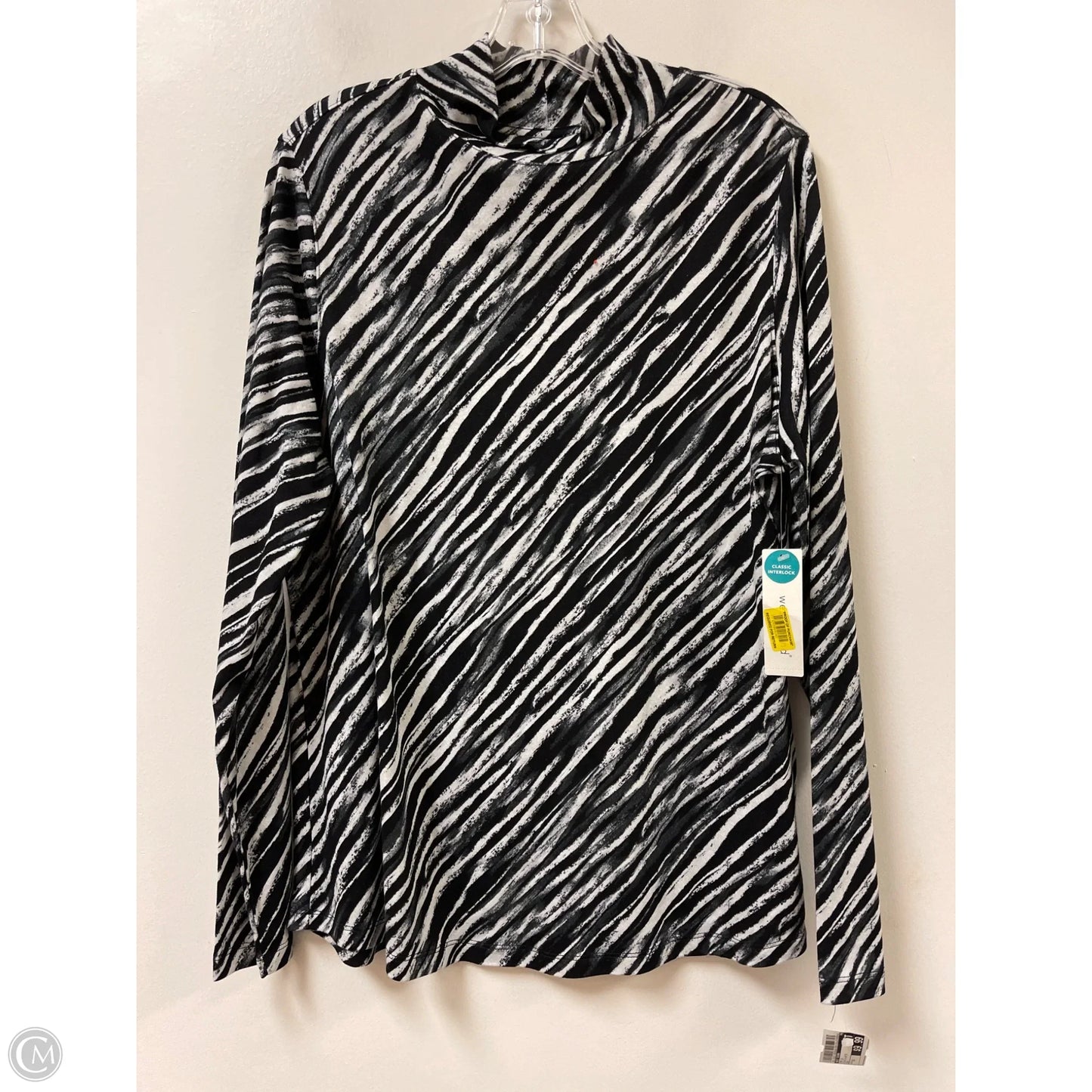 Top Long Sleeve By West Bound In Black & White, Size: 1x