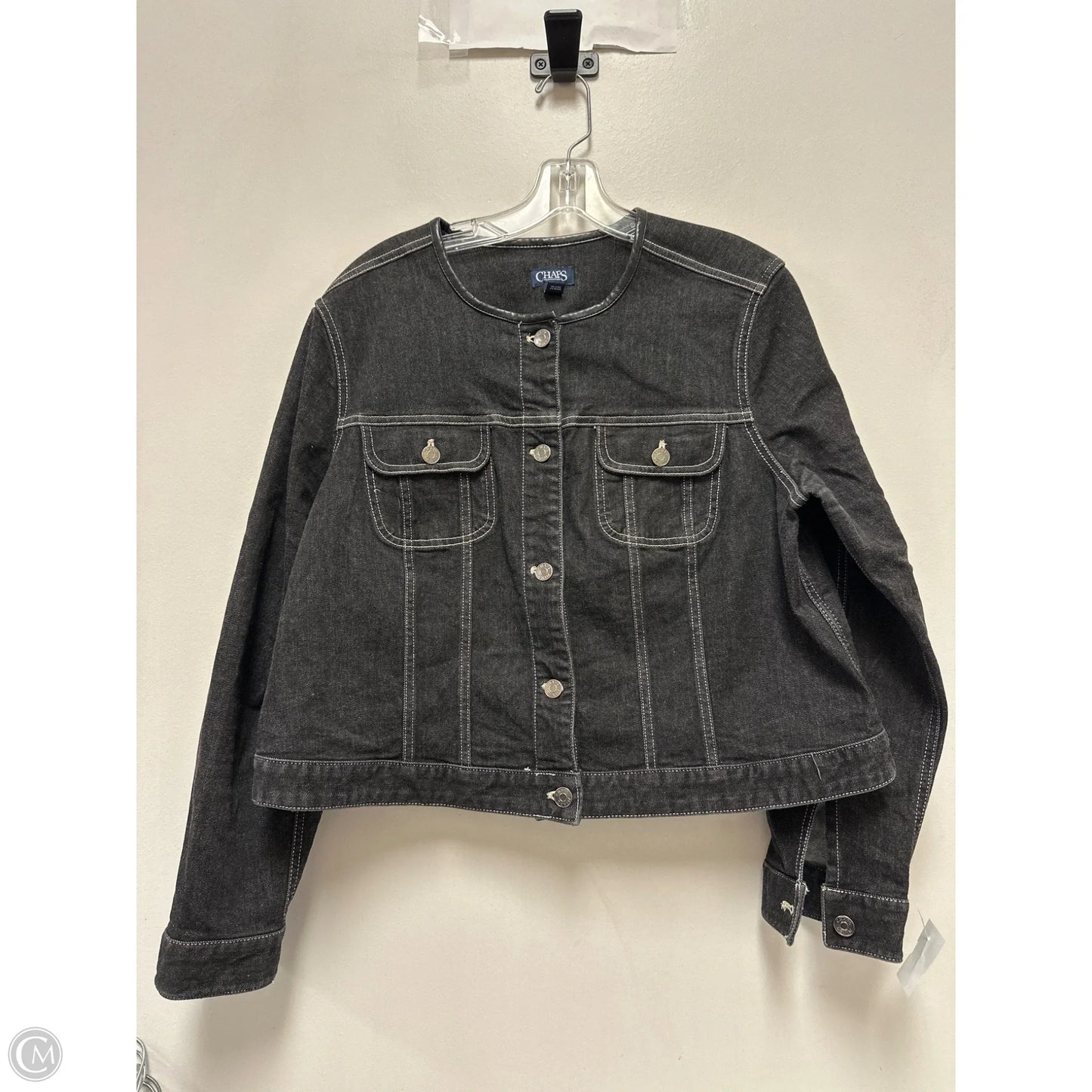 Jacket Denim By Chaps In Grey Denim, Size: 1x