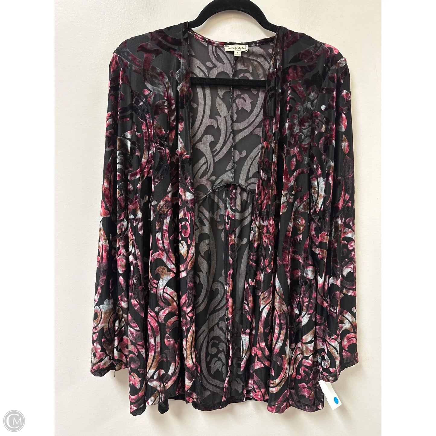 Sweater Cardigan By Clothes Mentor In Black & Red, Size: L