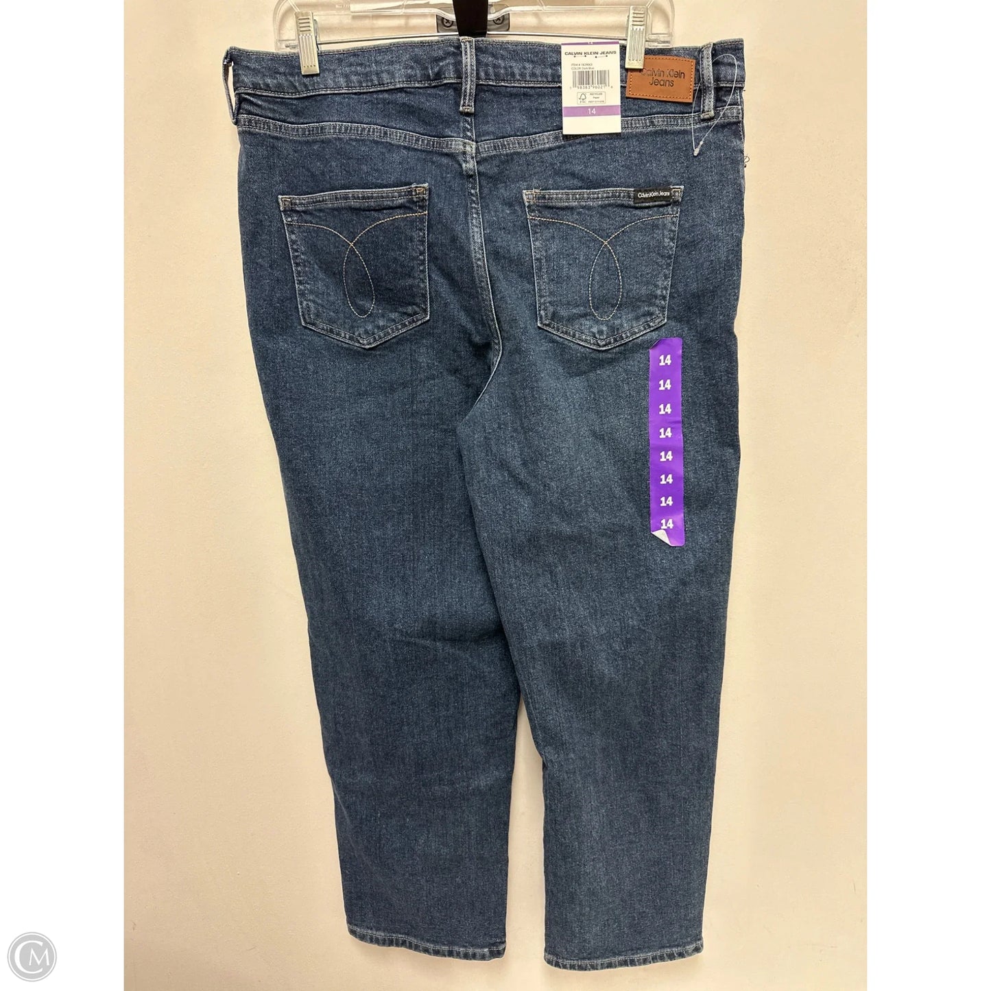 Jeans Straight By Calvin Klein In Blue Denim, Size: 14