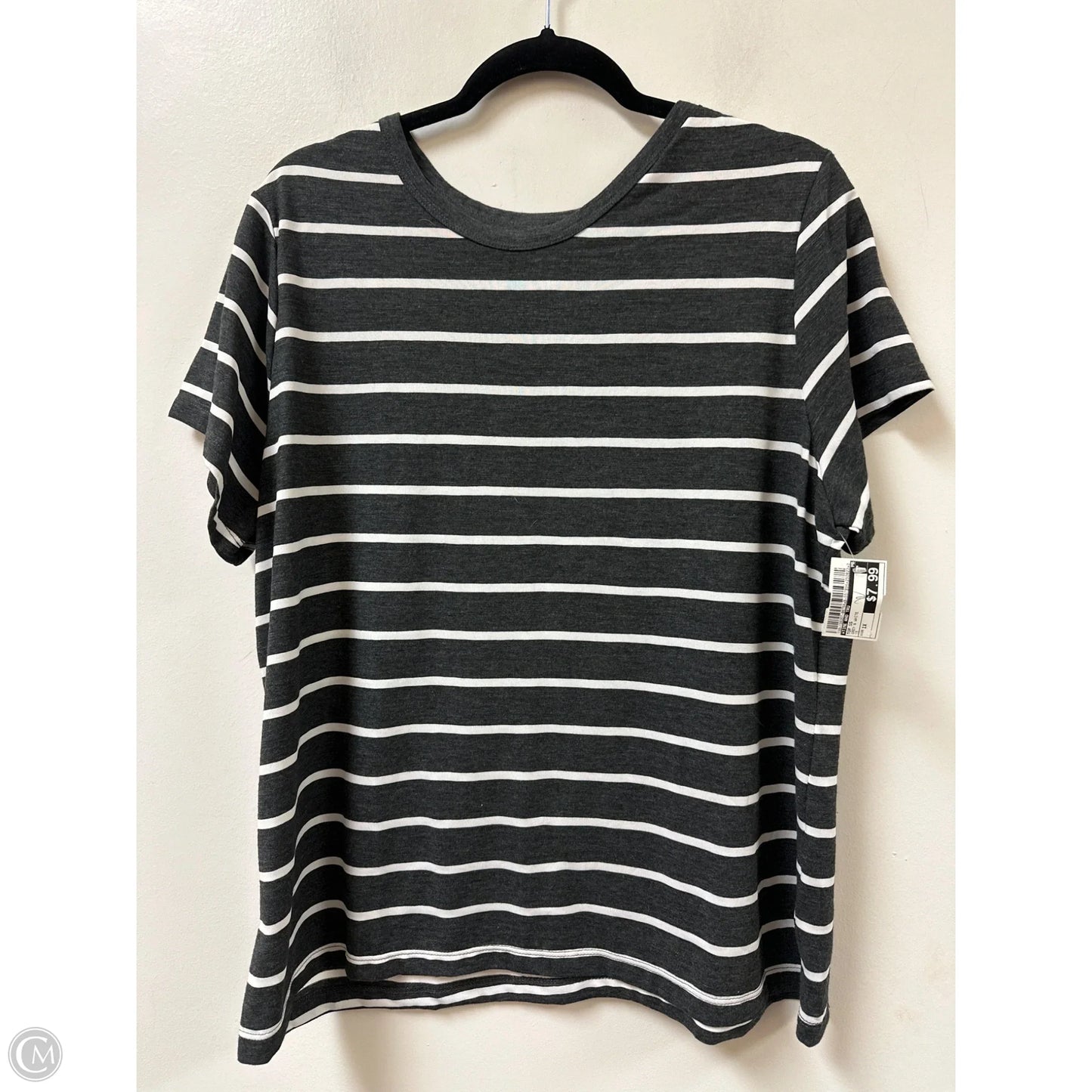 Top Short Sleeve By Time And Tru In Grey & White, Size: 1x
