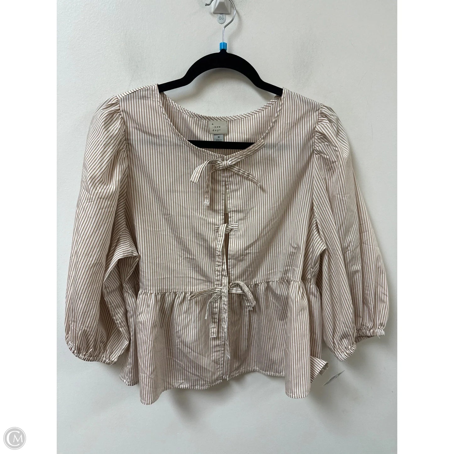 Top Long Sleeve By A New Day In Striped Pattern, Size: M