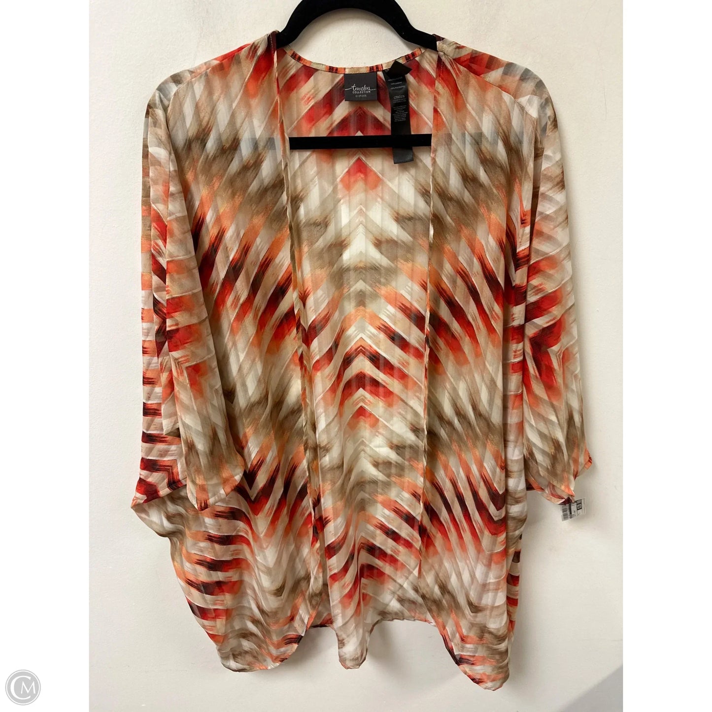 Kimono By Chicos In Cream & Orange, Size: L