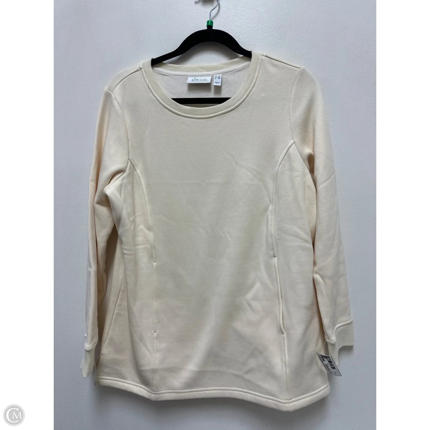 Sweatshirt Crewneck By Denim And Company In Cream, Size: Sp