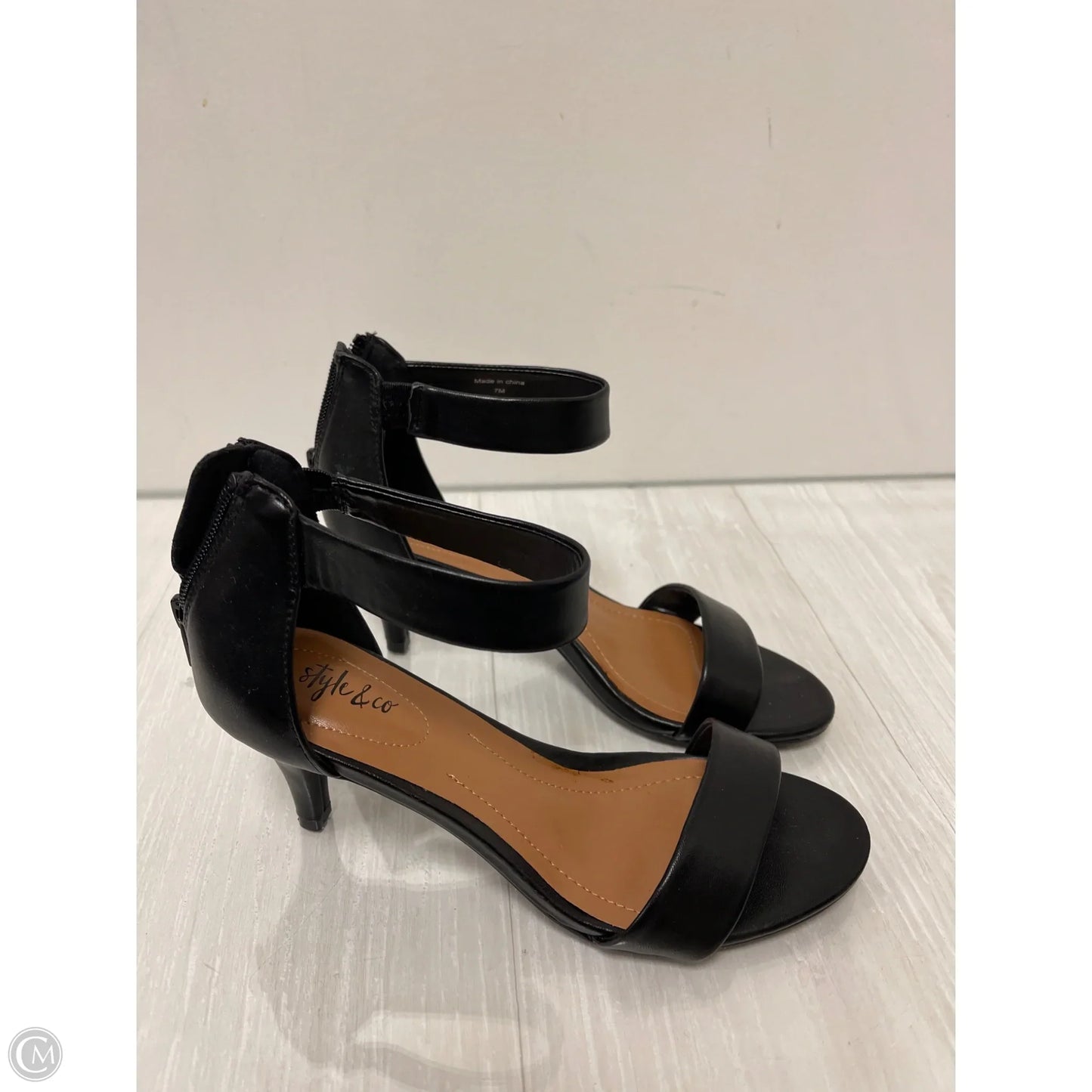Sandals Heels Kitten By Style And Company In Black, Size: 7