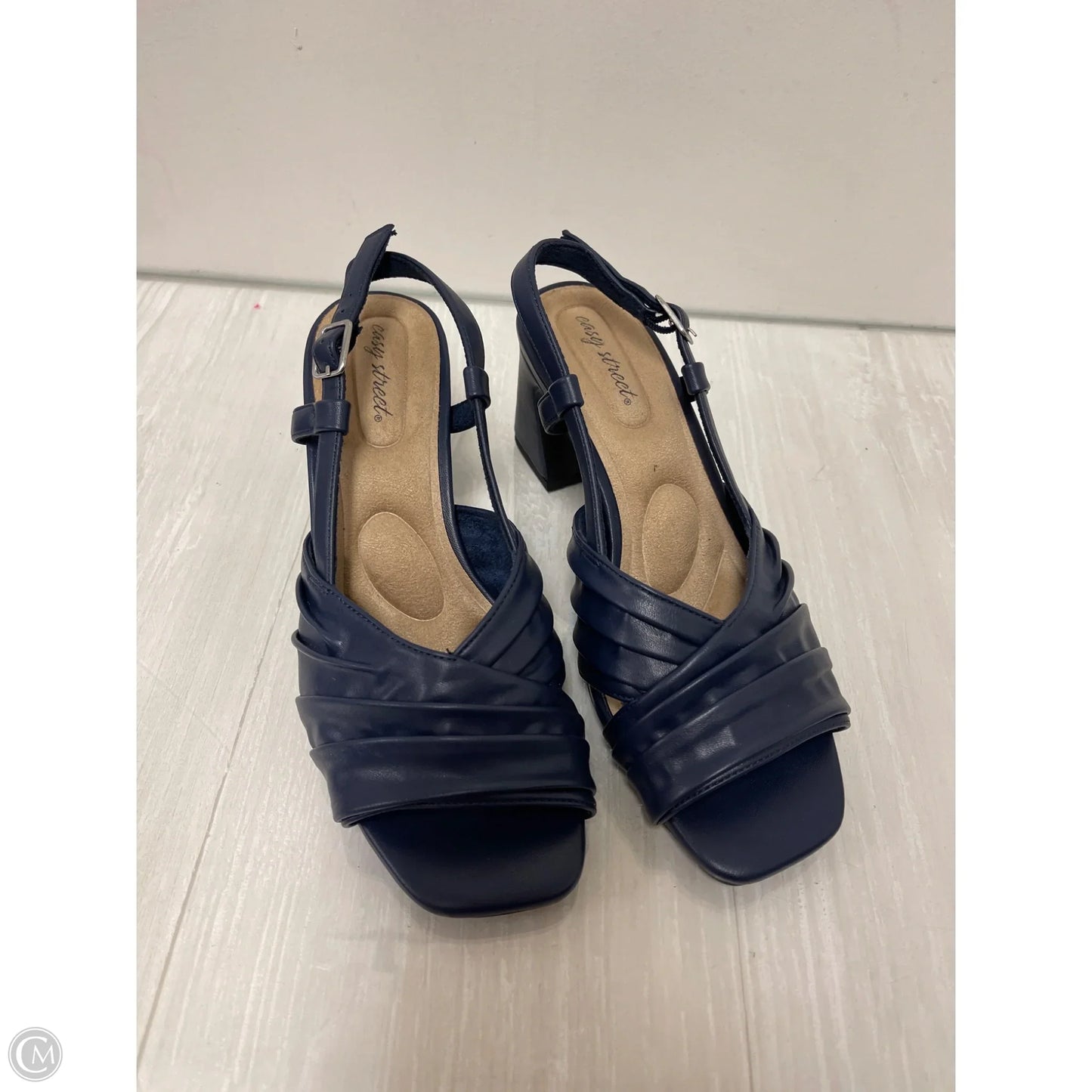 Sandals Heels Block By Easy Street In Navy, Size: 7