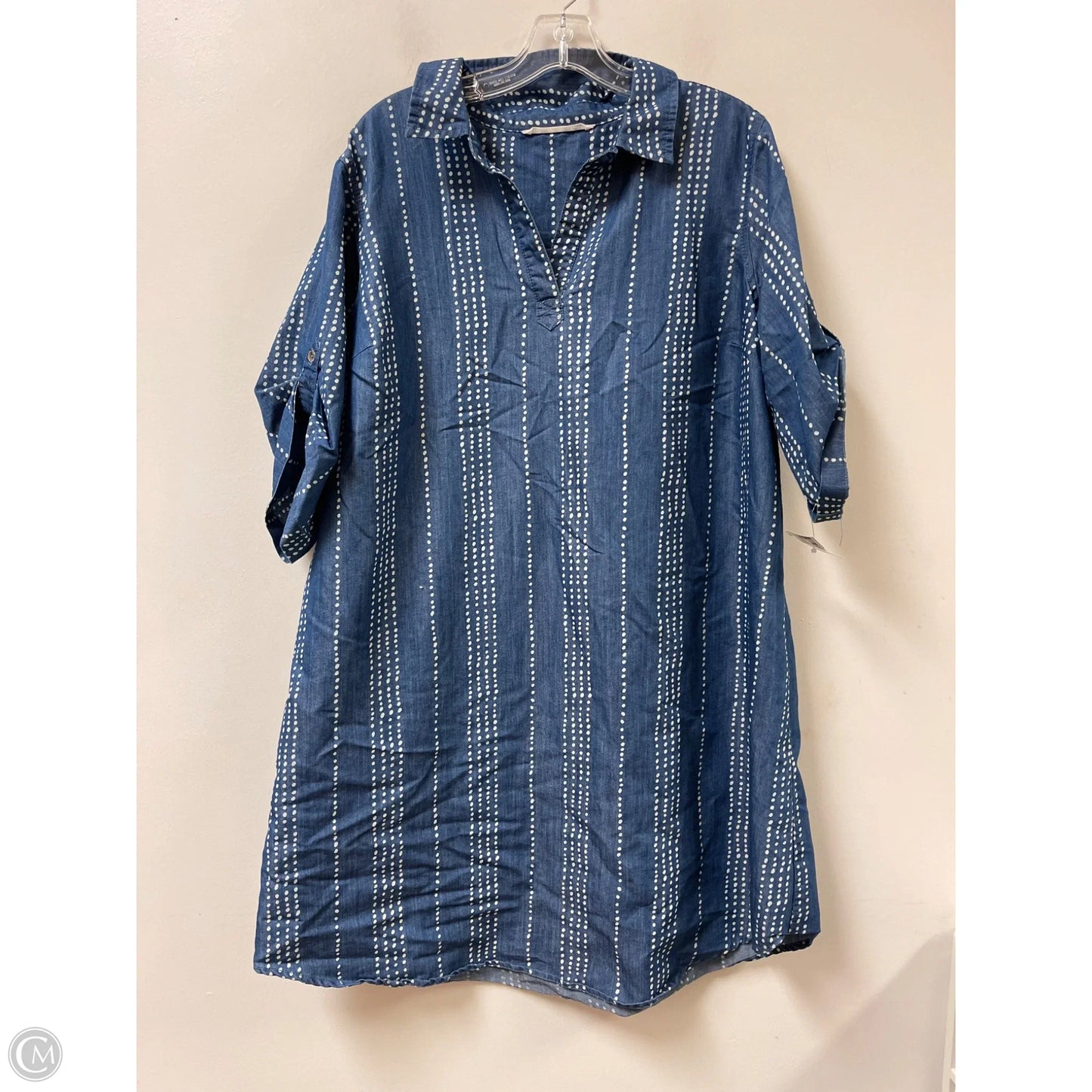 Dress Casual Short By Clothes Mentor In Blue & White, Size: 2x