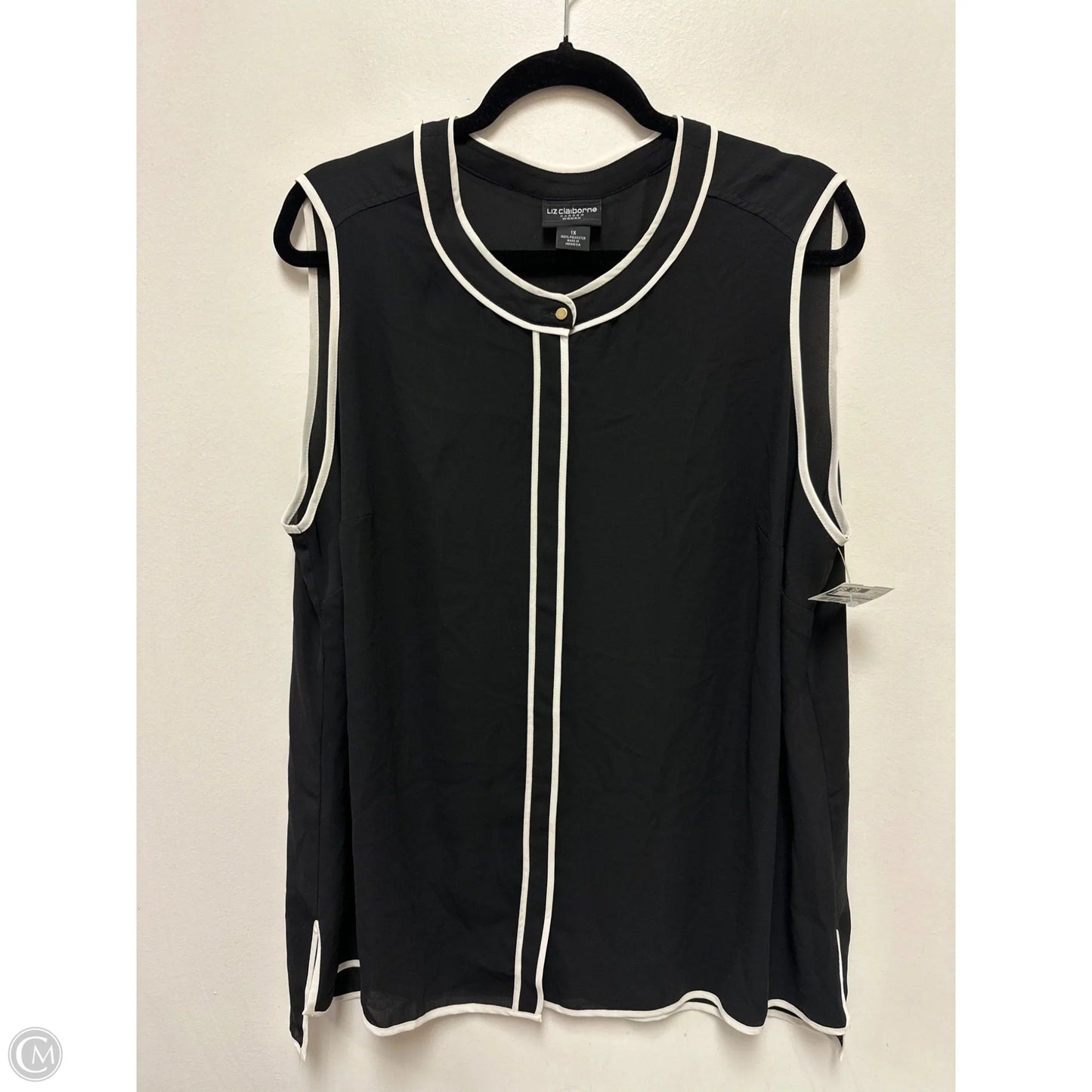 Top Sleeveless By Liz Claiborne In Black & White, Size: 1x