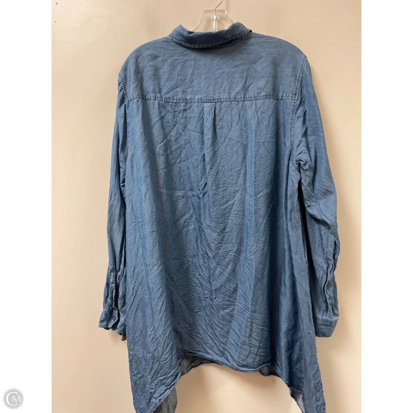 Blouse Long Sleeve By Zac And Rachel In Blue, Size: 2x