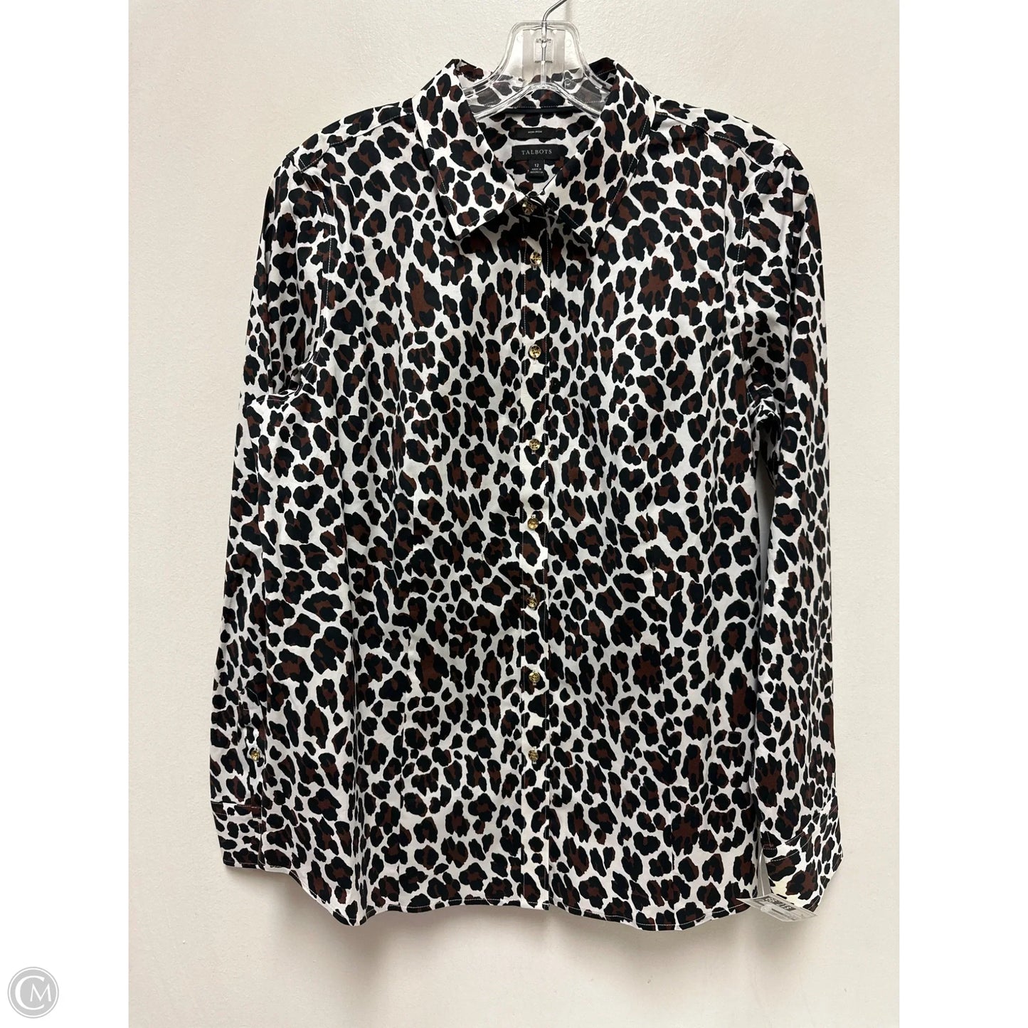 Blouse Long Sleeve By Talbots In Animal Print, Size: L