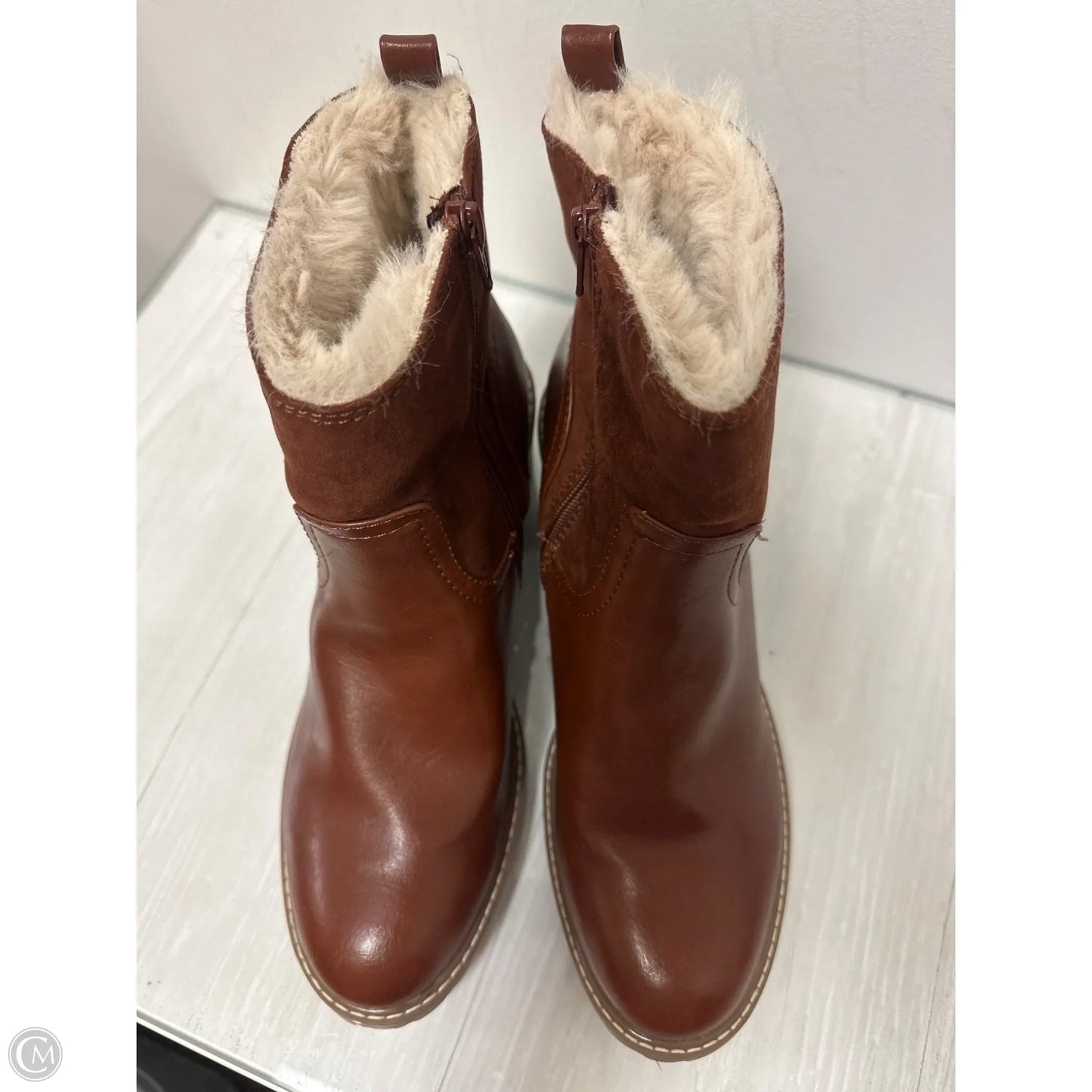 Boots Ankle Heels By Universal Thread In Tan, Size: 11