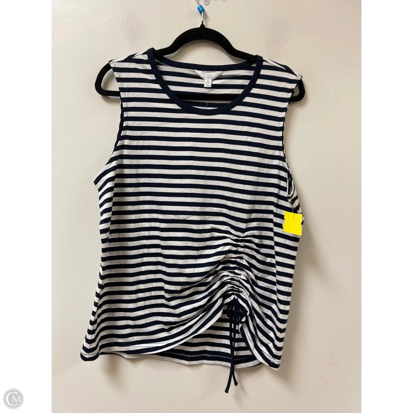 Top Sleeveless By Time And Tru In Blue & White, Size: M