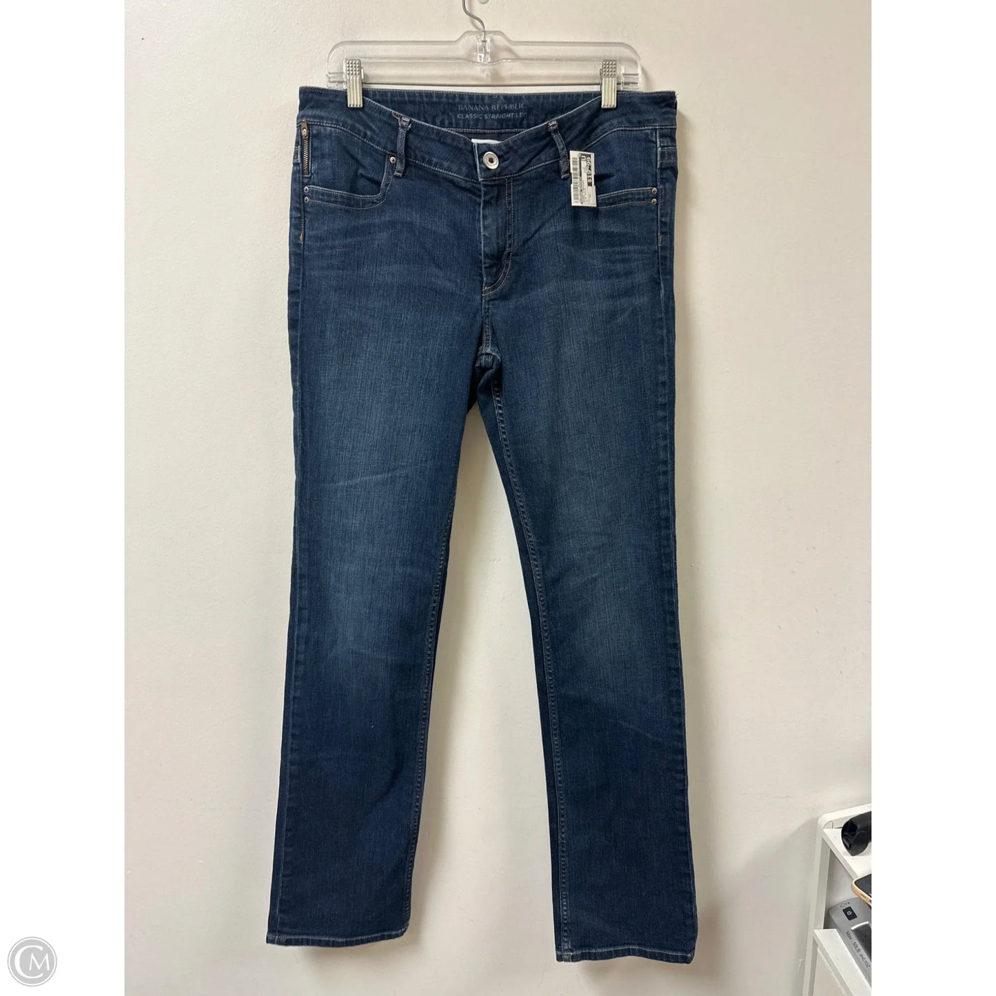 Jeans Straight By Banana Republic In Blue Denim, Size: 12