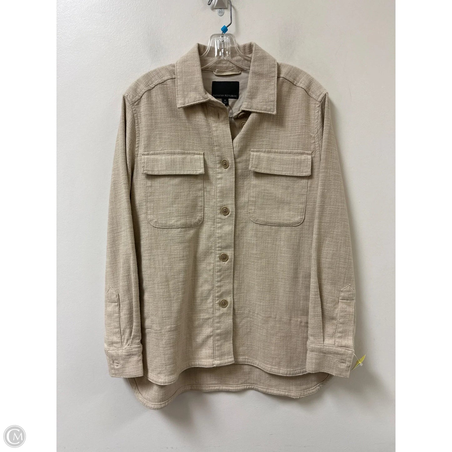 Jacket Shirt By Banana Republic In Cream, Size: M