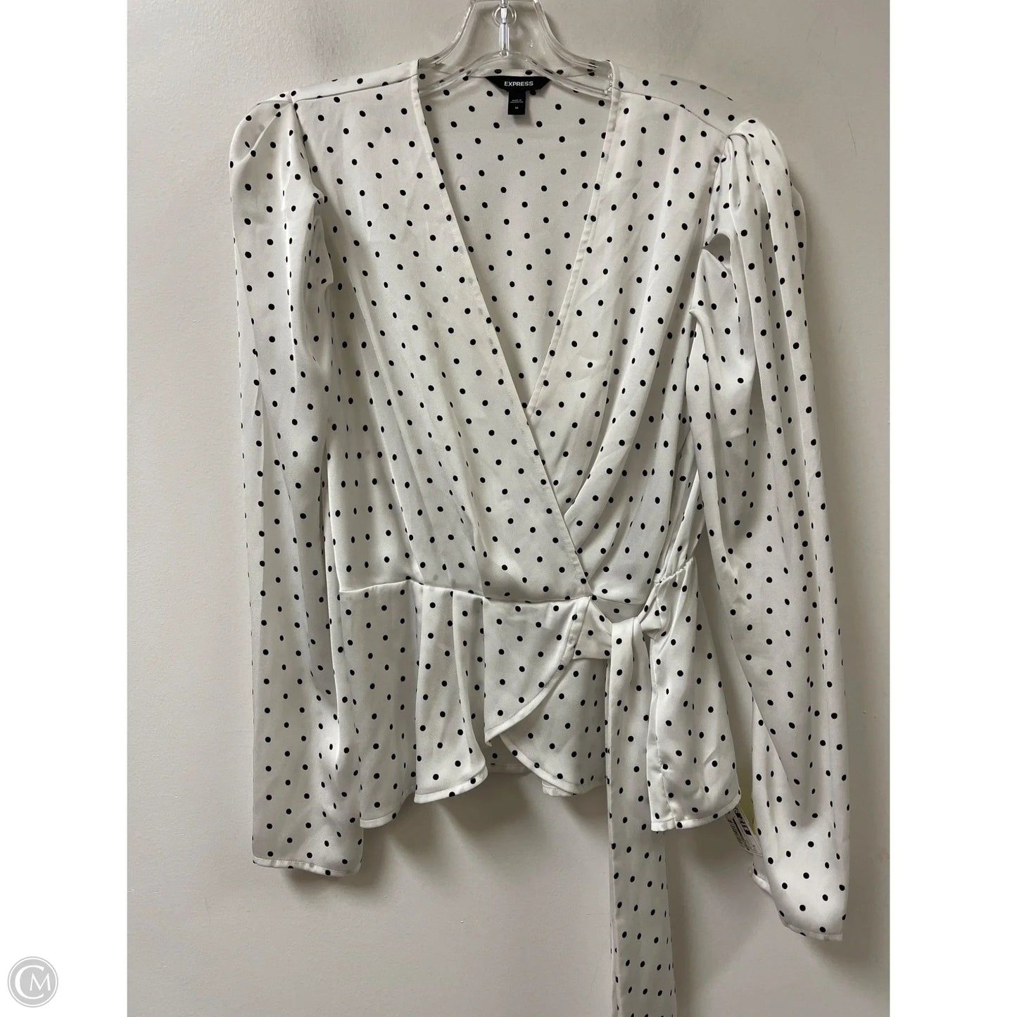 Top Long Sleeve By Express In Polkadot Pattern, Size: M