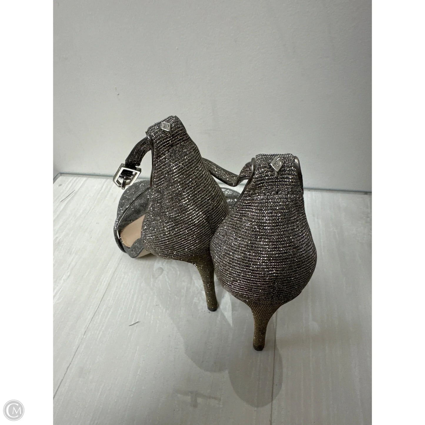 Sandals Heels Stiletto By Sam Edelman In Silver, Size: 7.5