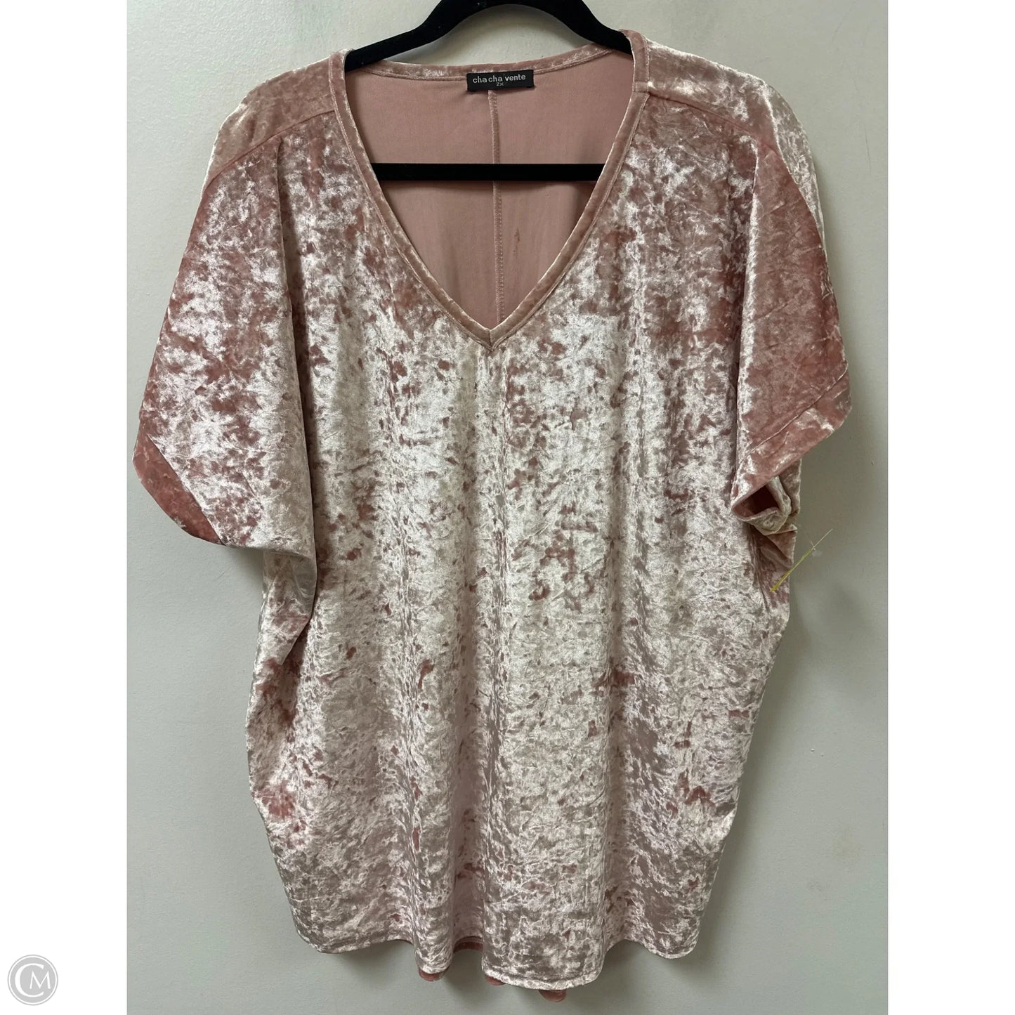 Top Short Sleeve By Cha Cha Vente In Pink, Size: 2x
