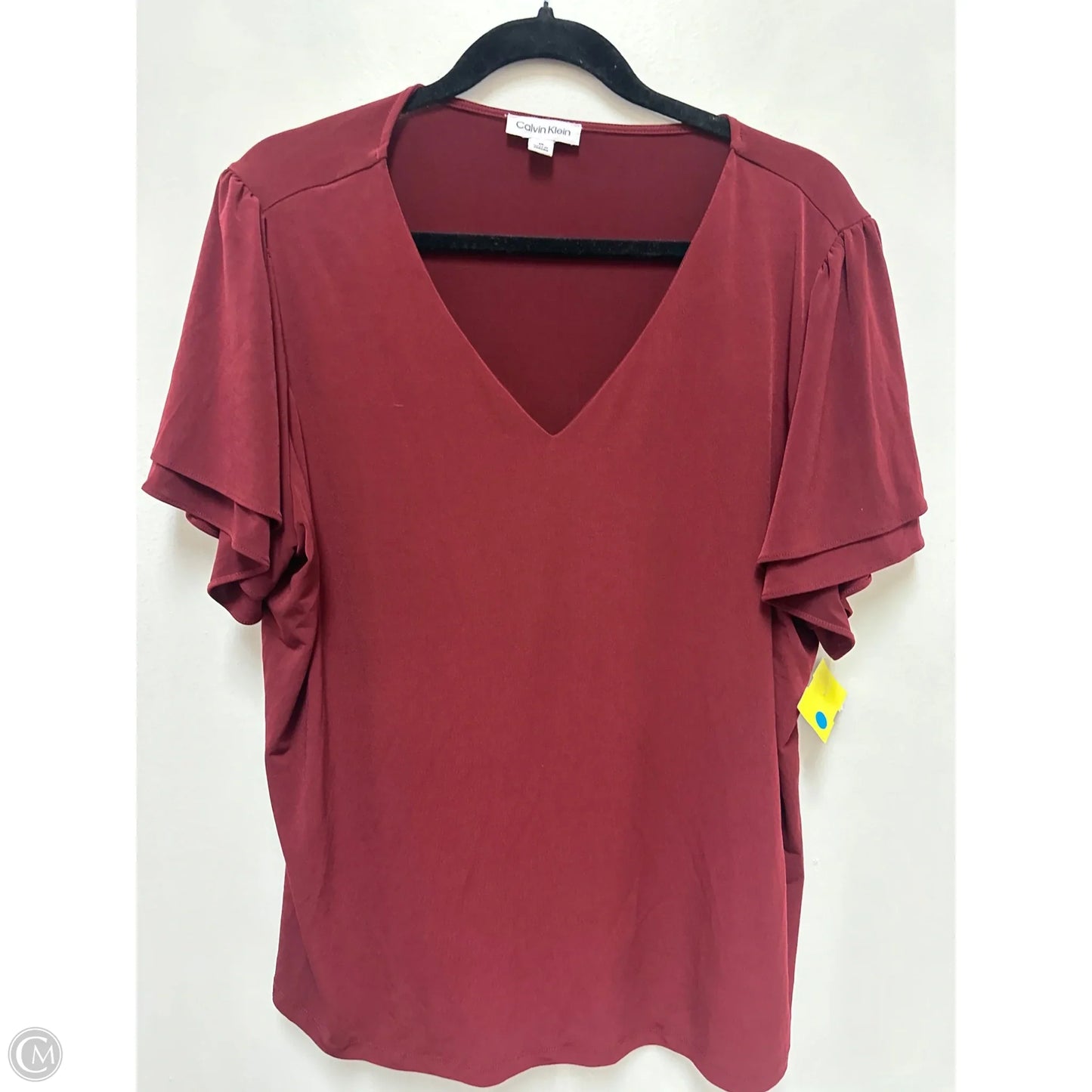 Top Short Sleeve By Calvin Klein In Red, Size: 1x