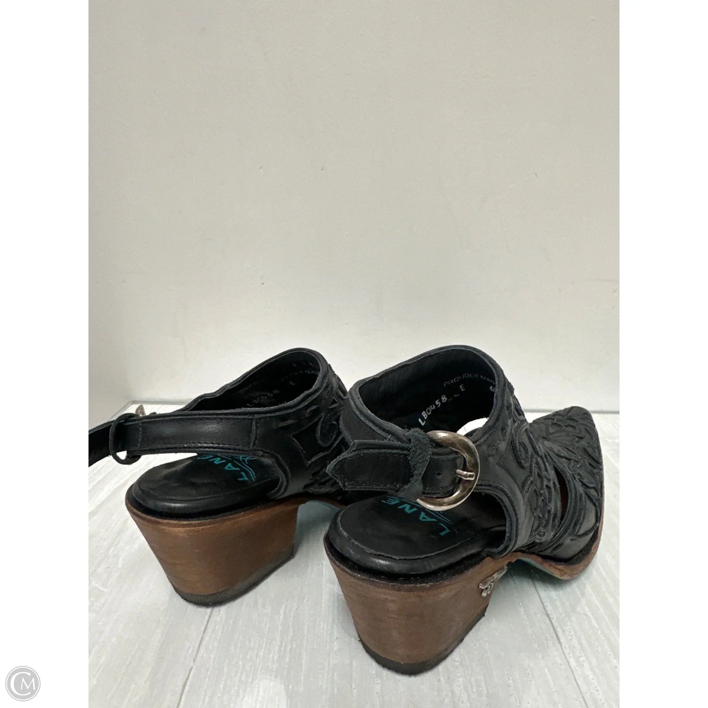 Sandals Heels Block By Clothes Mentor In Black, Size: 6.5