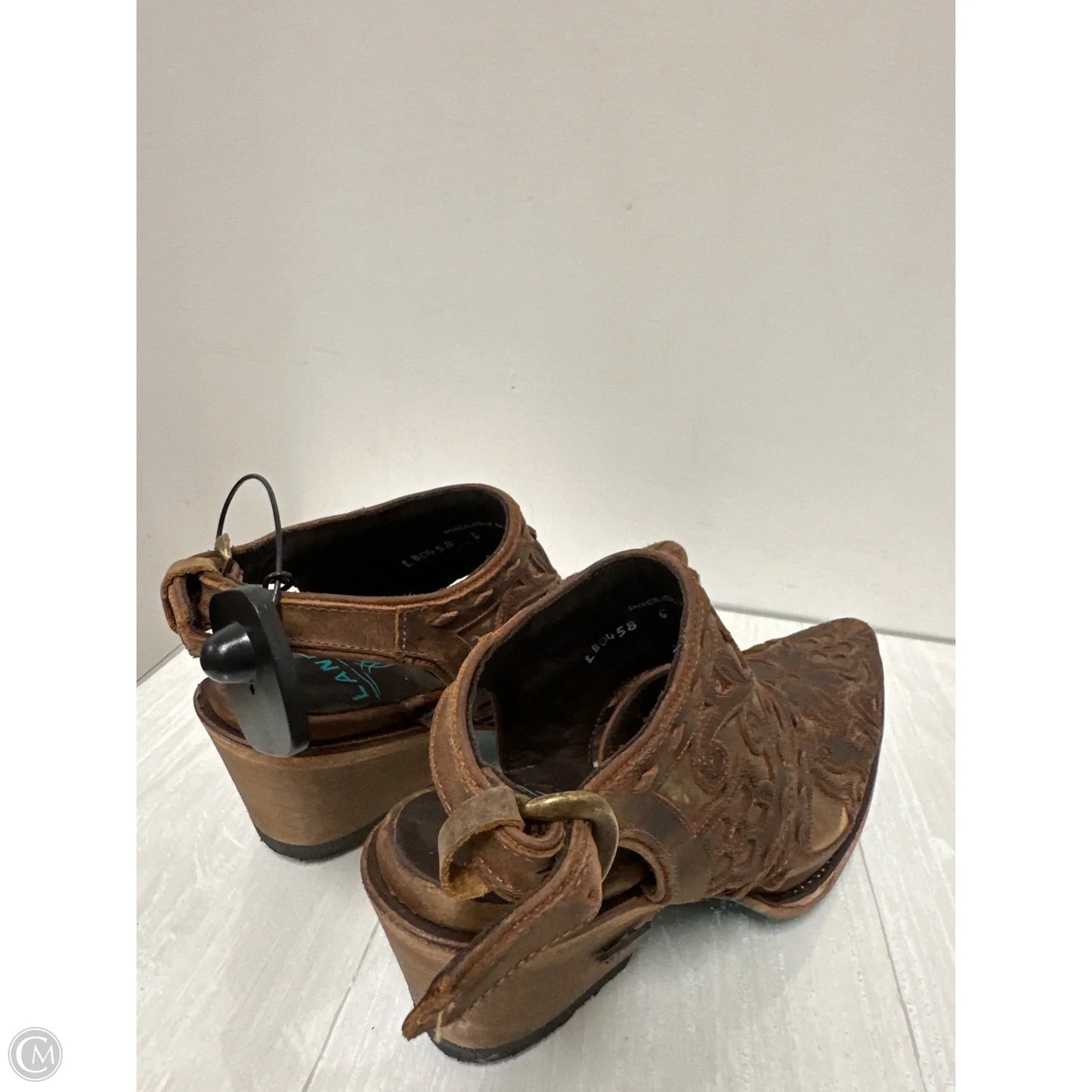 Sandals Heels Block By Clothes Mentor In Brown, Size: 6.5