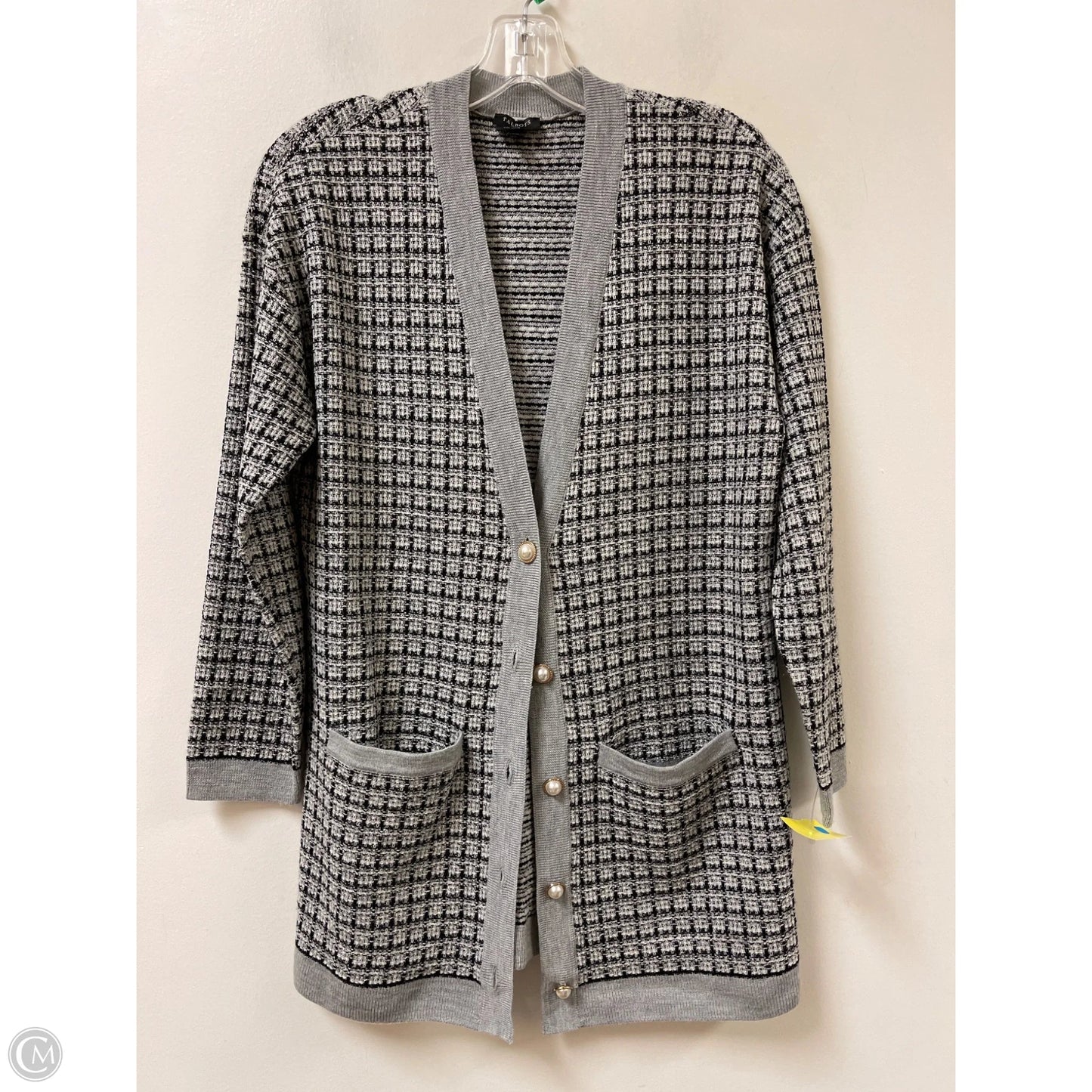 Sweater Cardigan By Talbots In Grey, Size: Mp