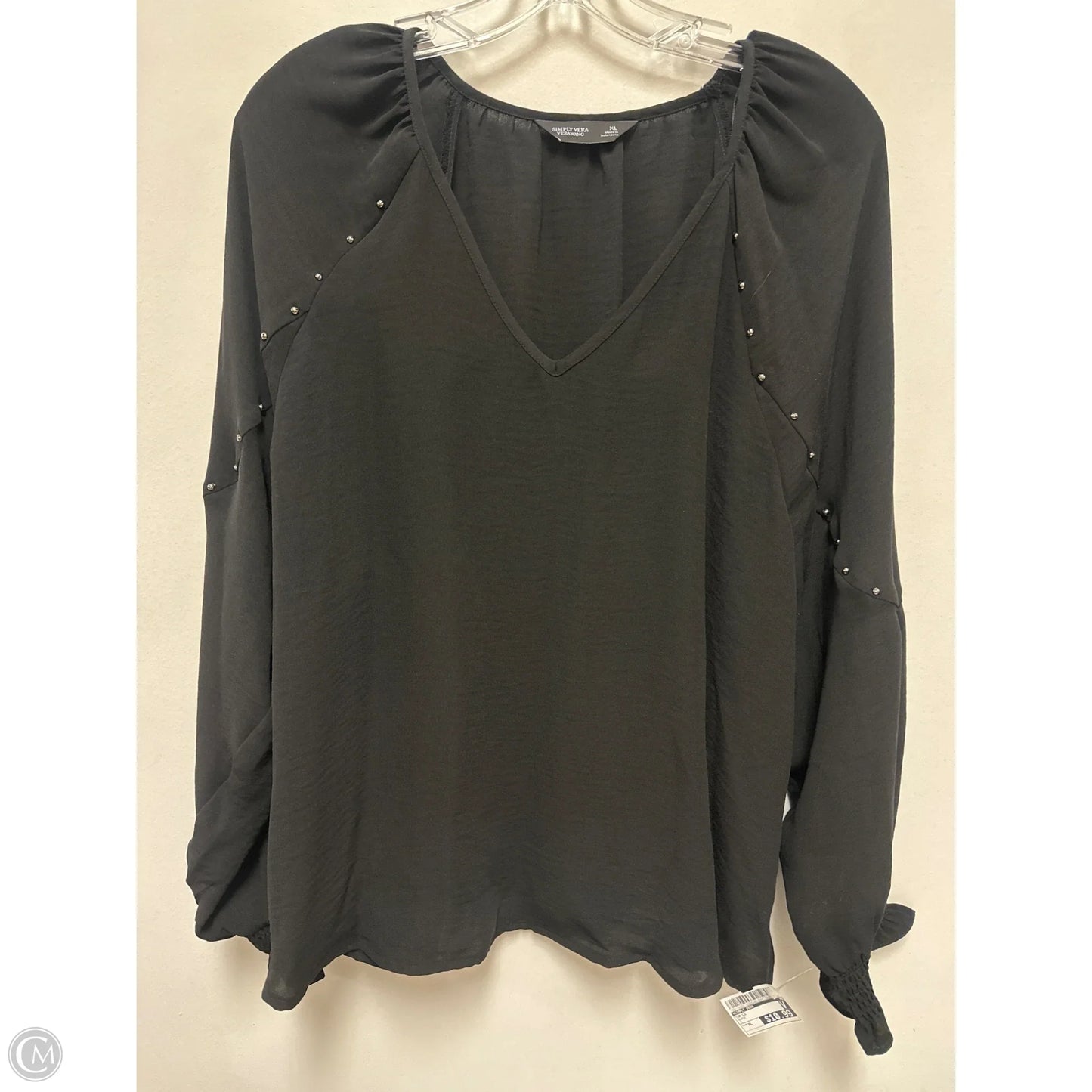 Top Long Sleeve By Simply Vera In Black, Size: Xl