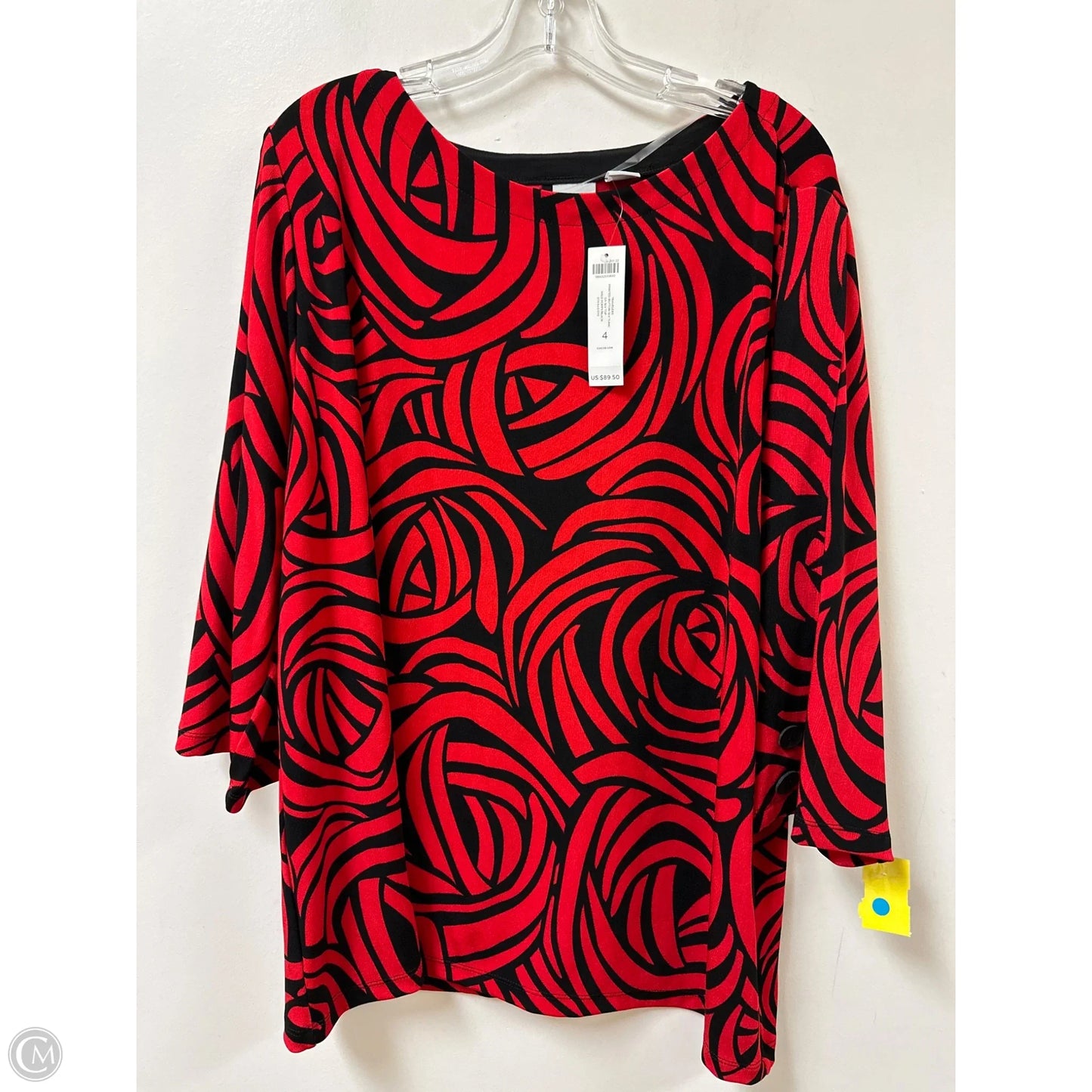 Top Long Sleeve By Chicos In Black & Red, Size: 1x