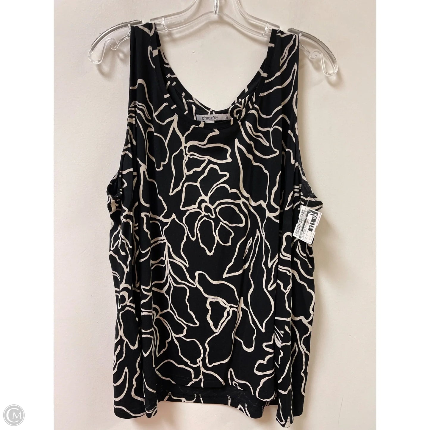 Top Sleeveless By Chicos In Black & Cream, Size: 1x
