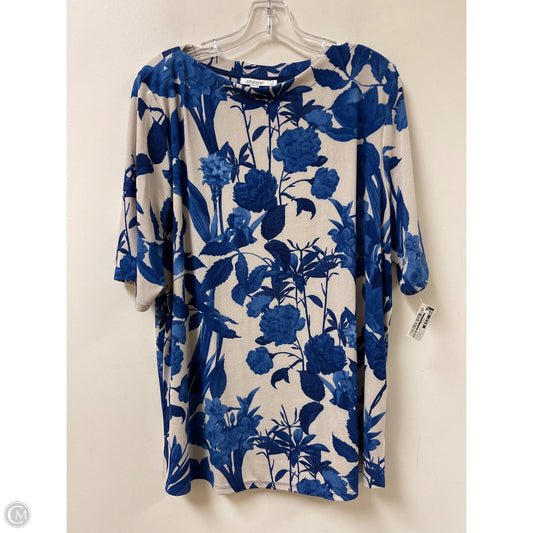 Top Short Sleeve By Chicos In Blue & Cream, Size: 1x