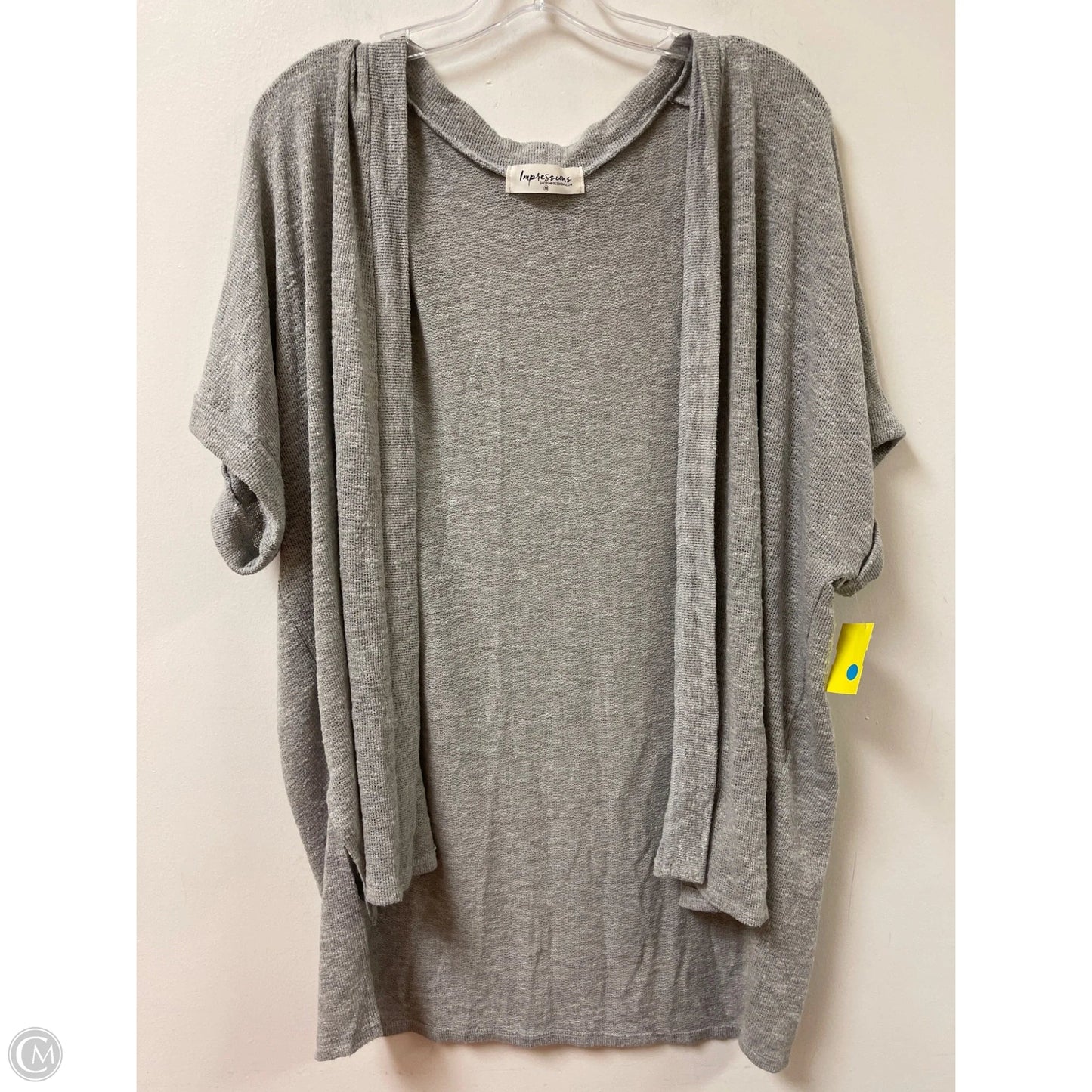 Sweater Cardigan By Impressions In Grey, Size: M