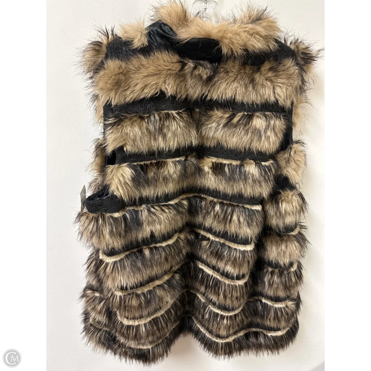 Vest Faux Fur & Sherpa By Chicos In Brown, Size: 1x