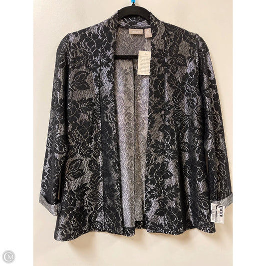 Sweater Cardigan By Chicos In Black & Silver, Size: S